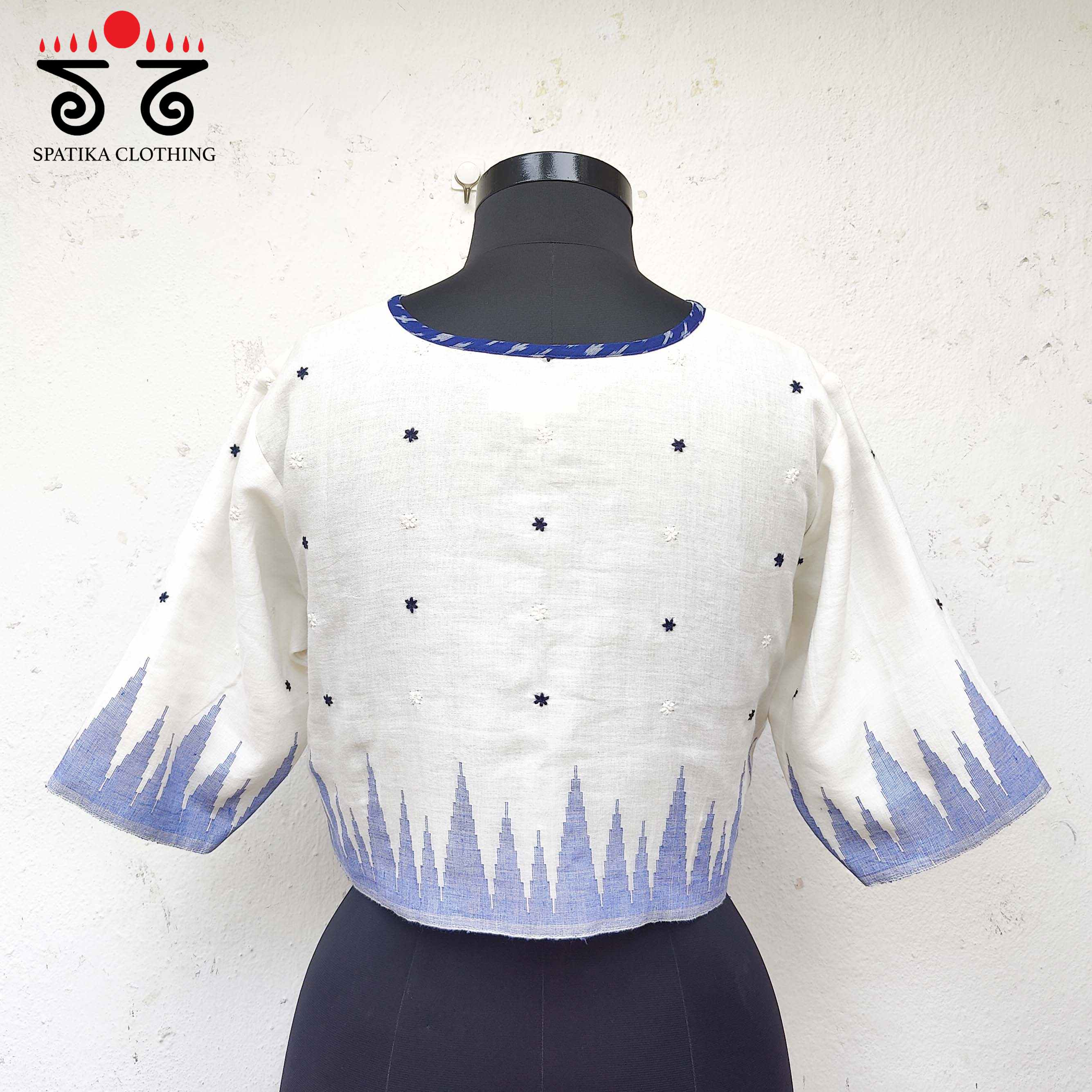 Jamdhani Blouse with Hand Embroidery