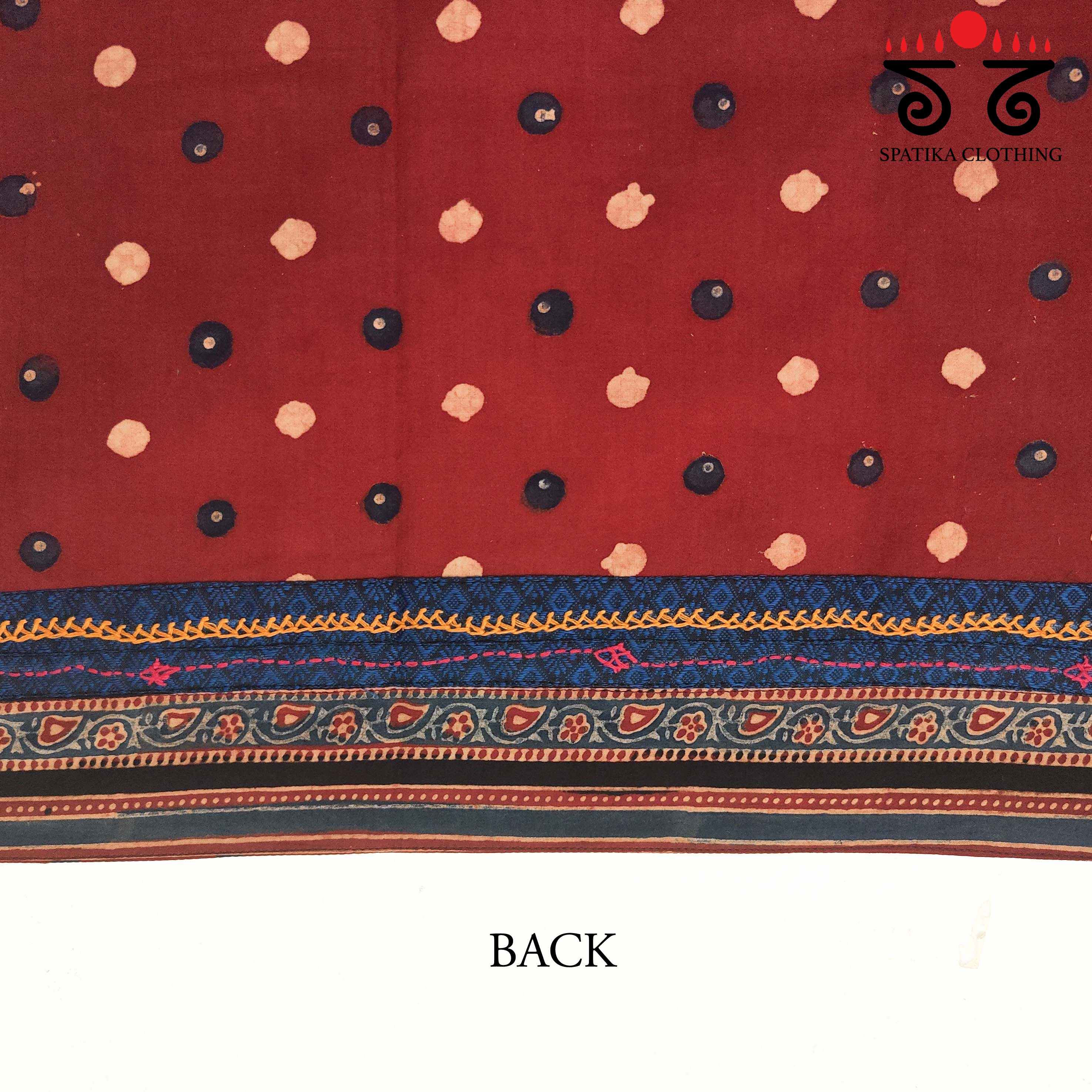 Ajrak Hand Embroidered Blouse Fabric