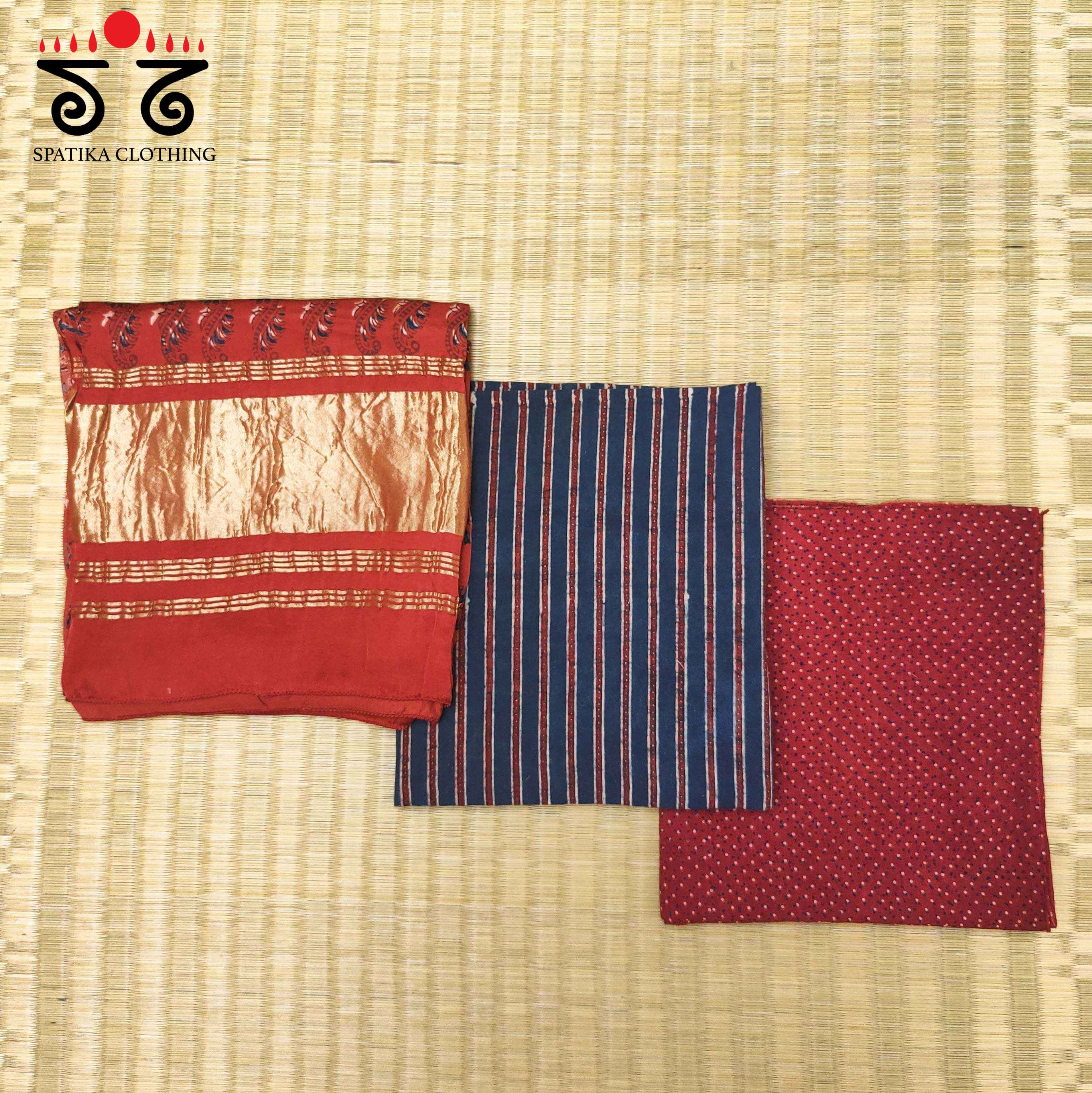 Morni Ajrak - Kurta Fabric Set of 3