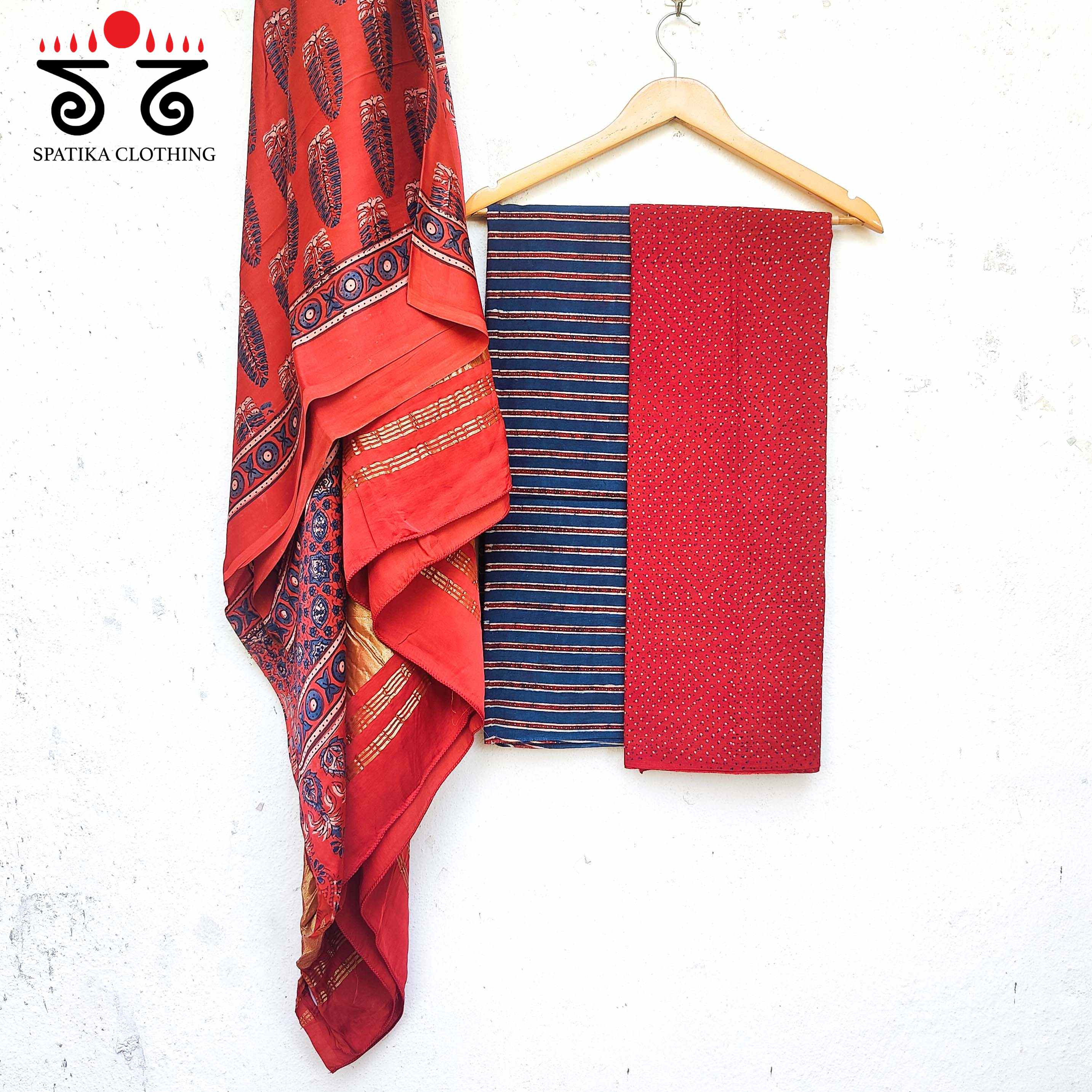 Morni Ajrak - Kurta Fabric Set of 3