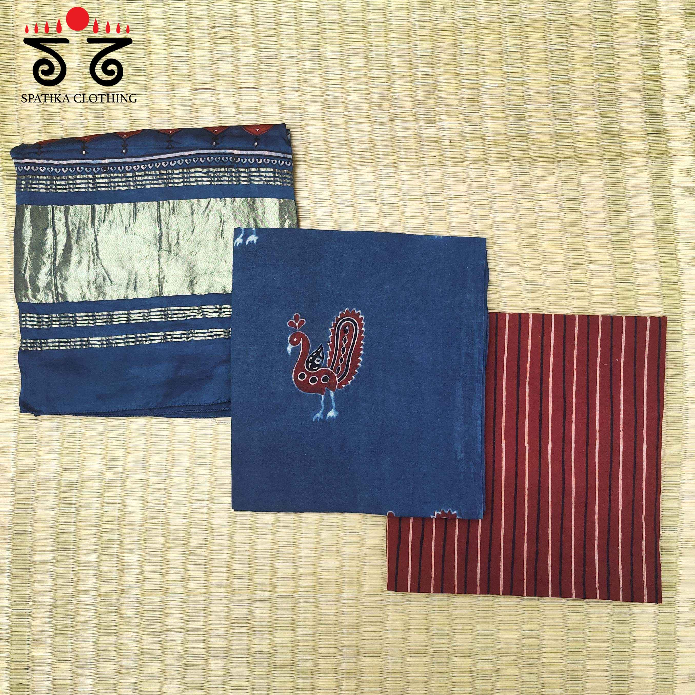 Morni Ajrak - Kurta Fabric Set of 3