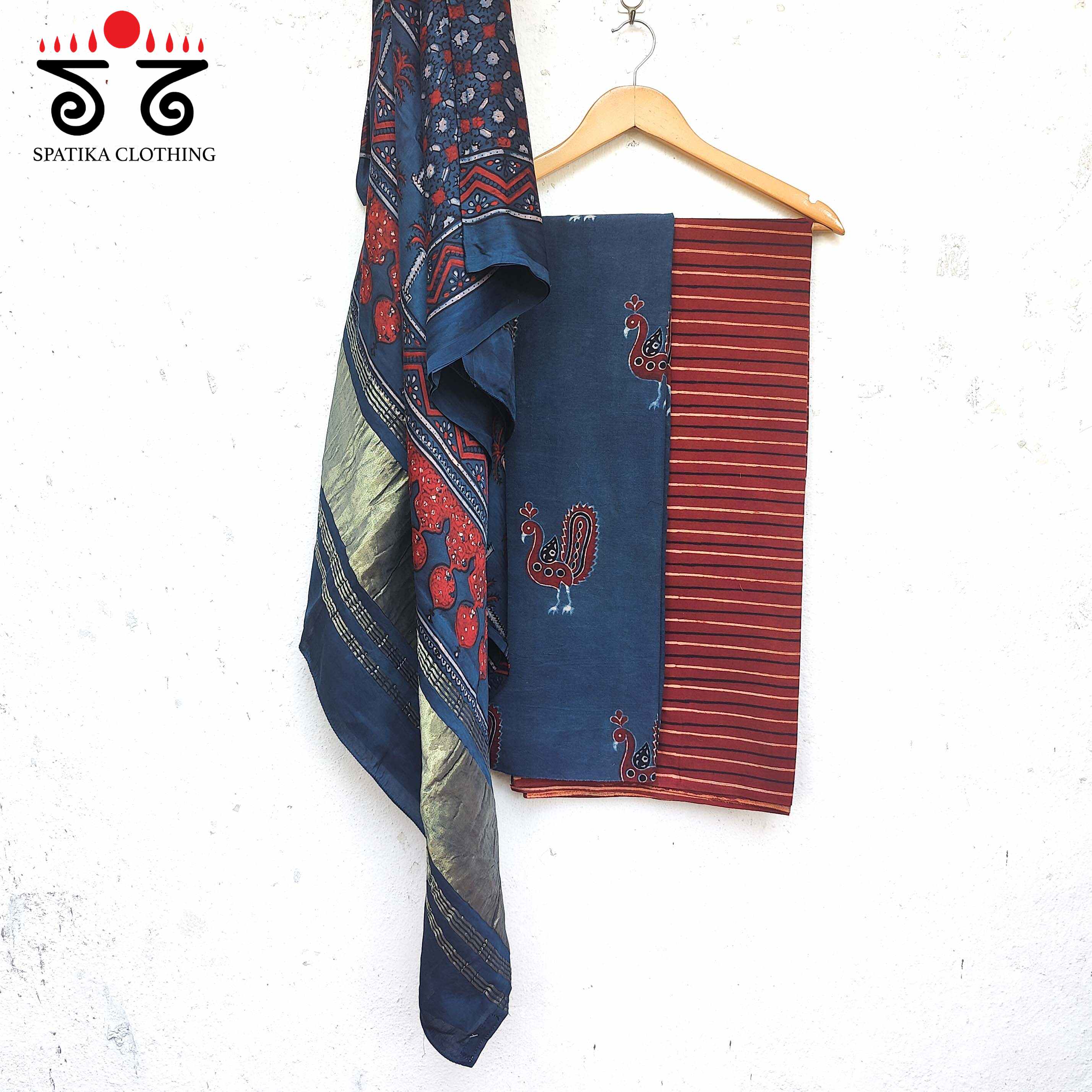 Morni Ajrak - Kurta Fabric Set of 3