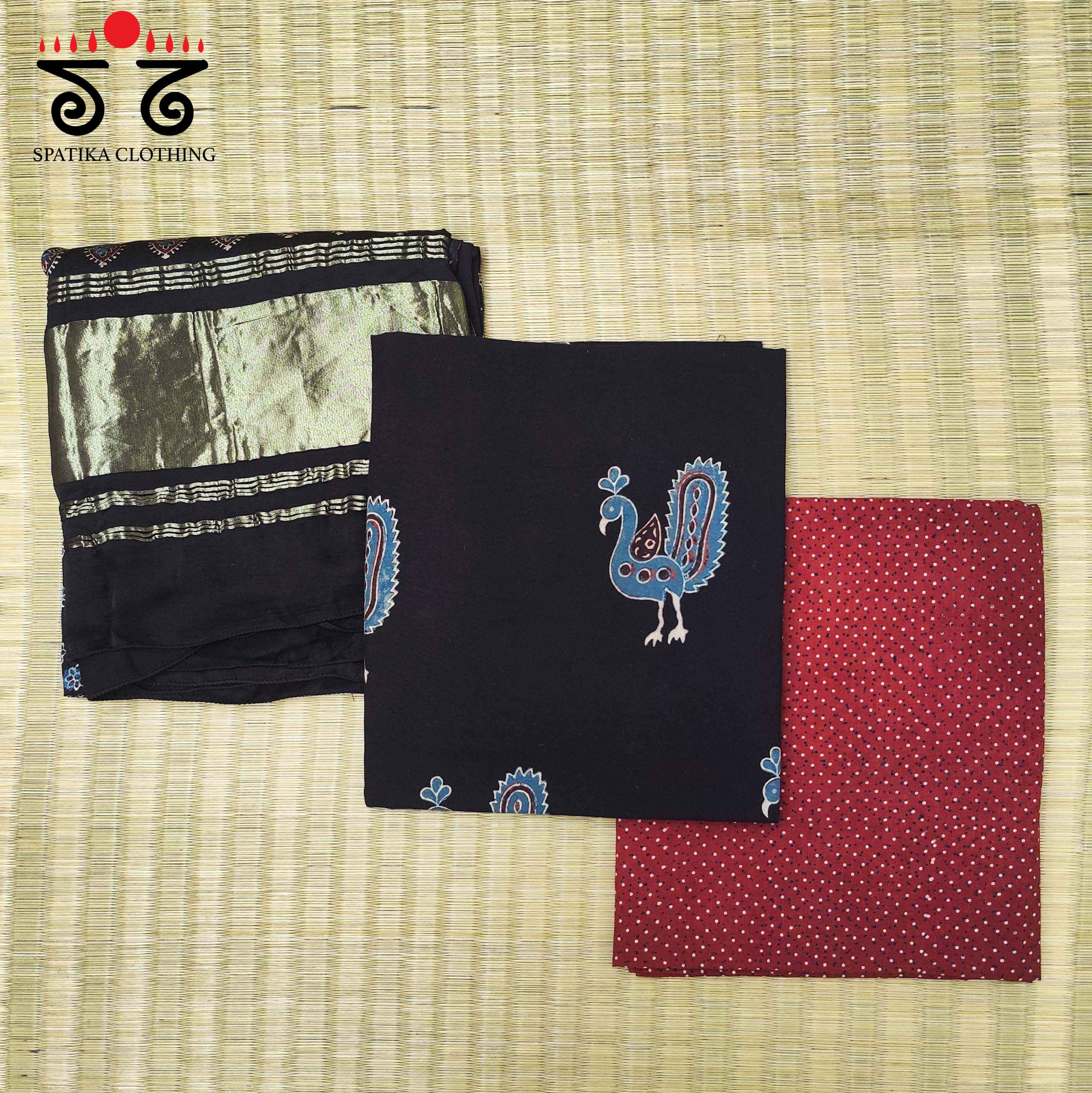 Morni Ajrak - Kurta Fabric Set of 3
