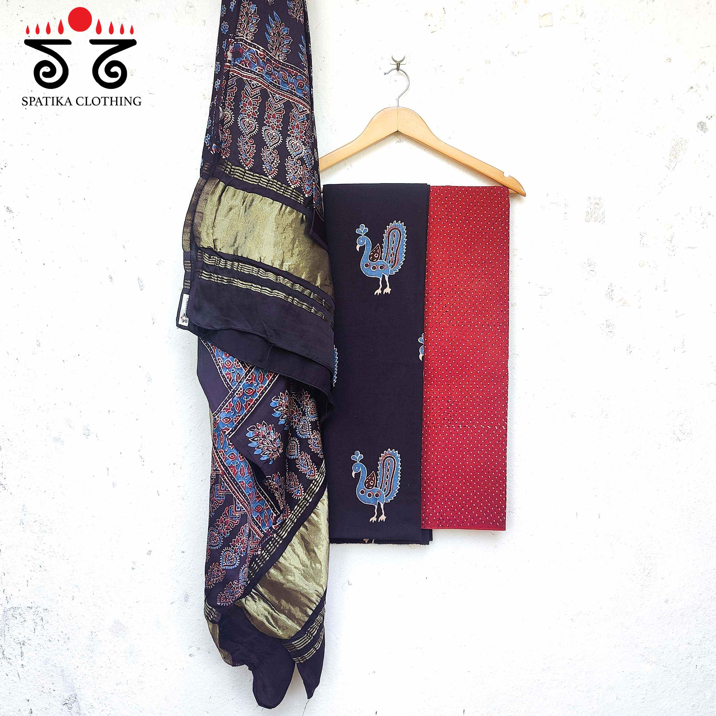 Morni Ajrak - Kurta Fabric Set of 3