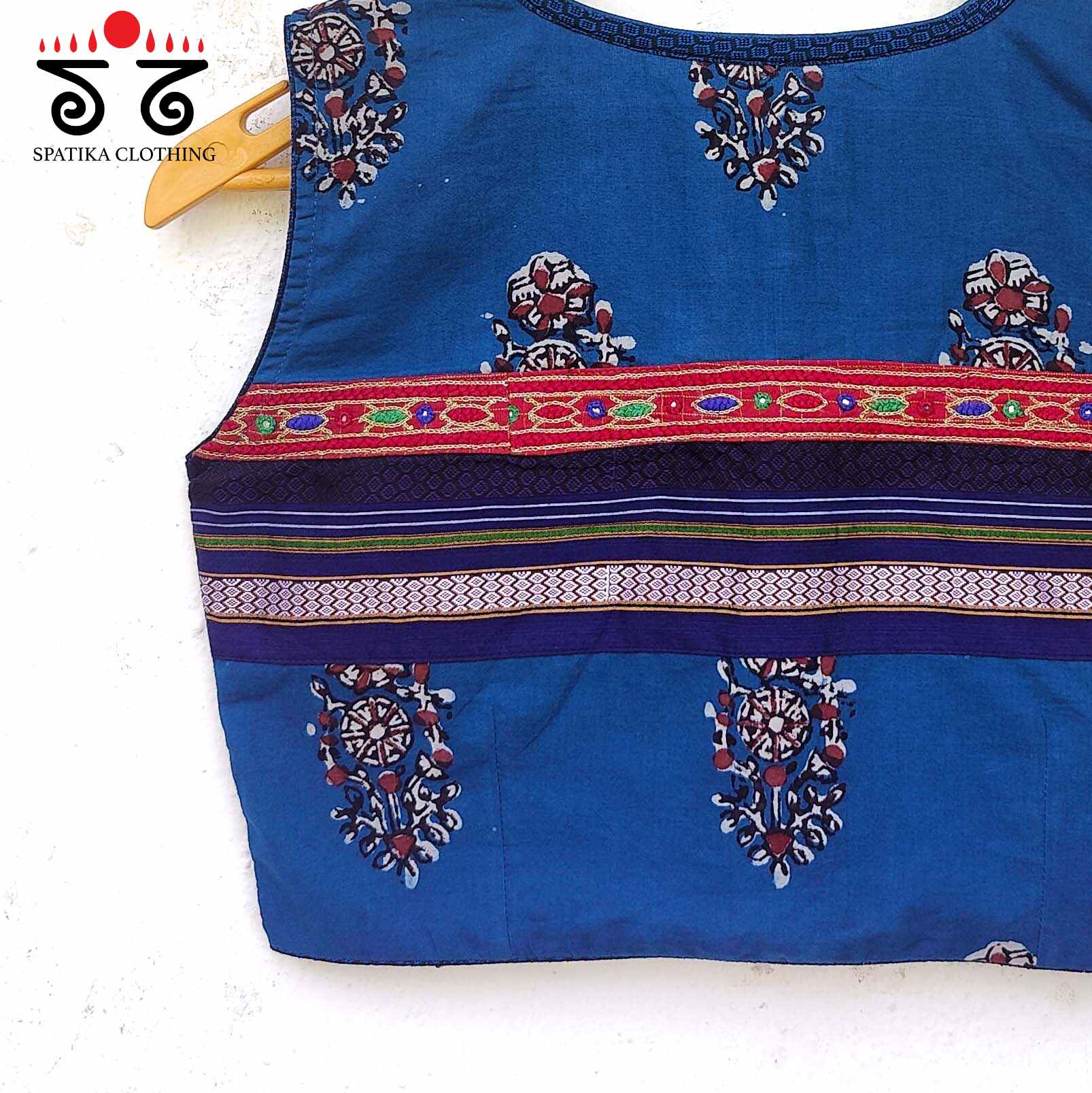 Ajrak Hand embroidered Blouse - Sleeveless!