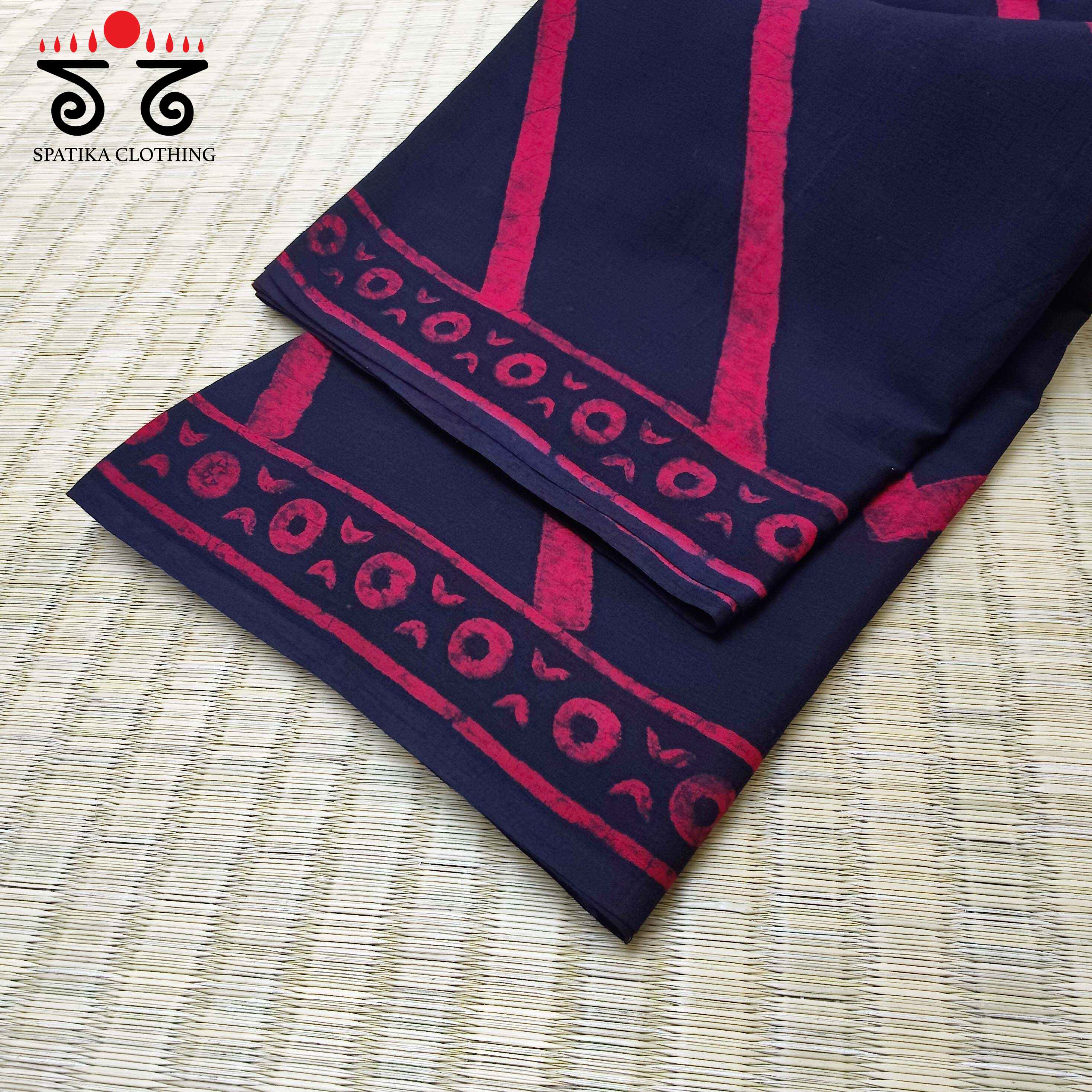 Handblock-Printed Mulmul Cotton Saree