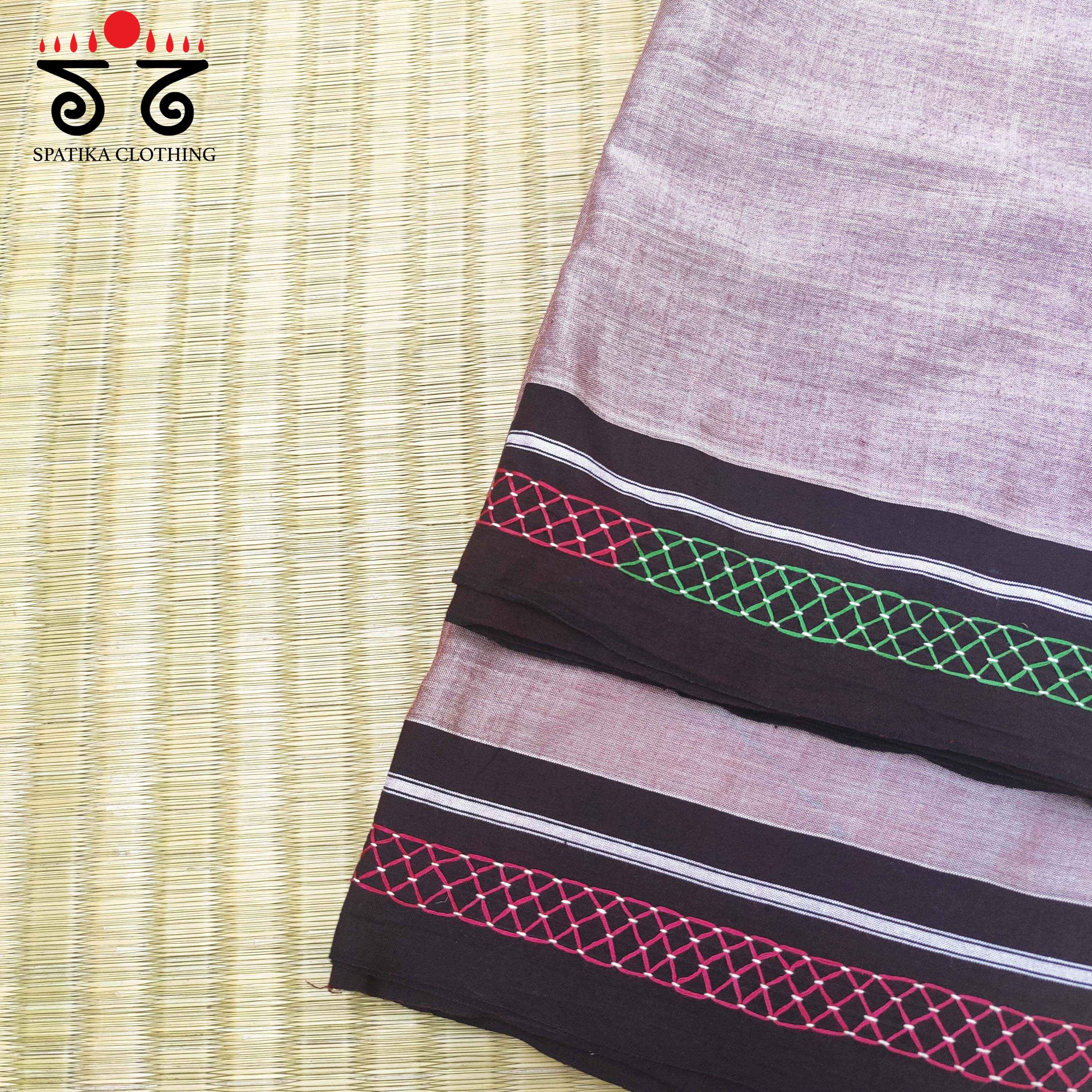 Handembroidered lkal cotton Saree
