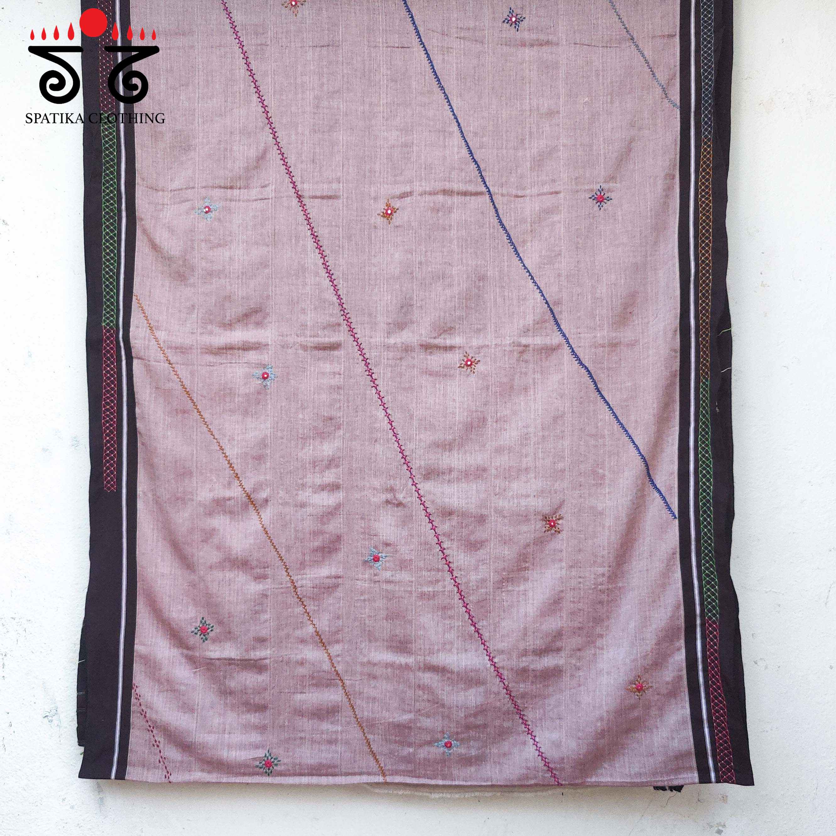 Handembroidered lkal cotton Saree