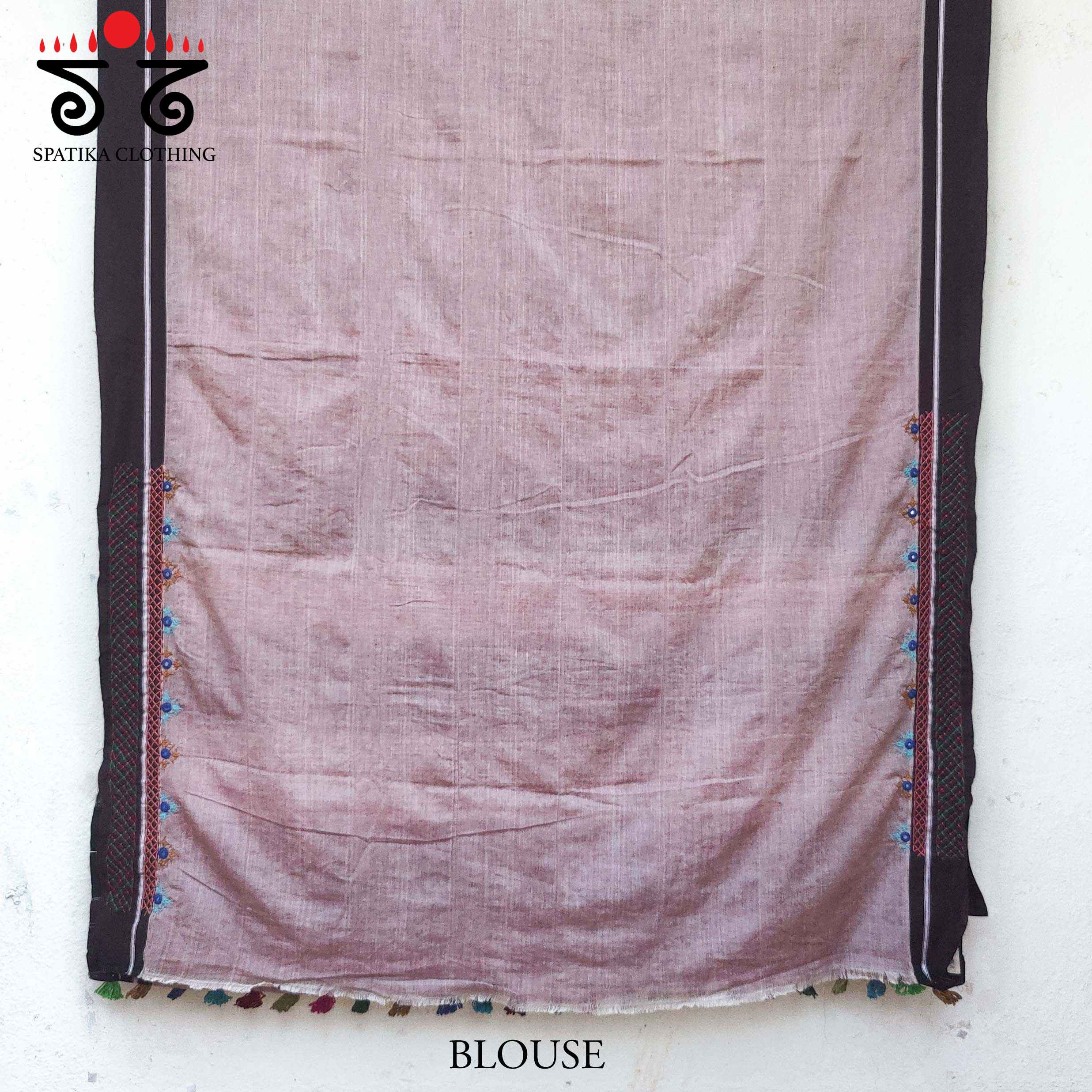 Handembroidered lkal cotton Saree