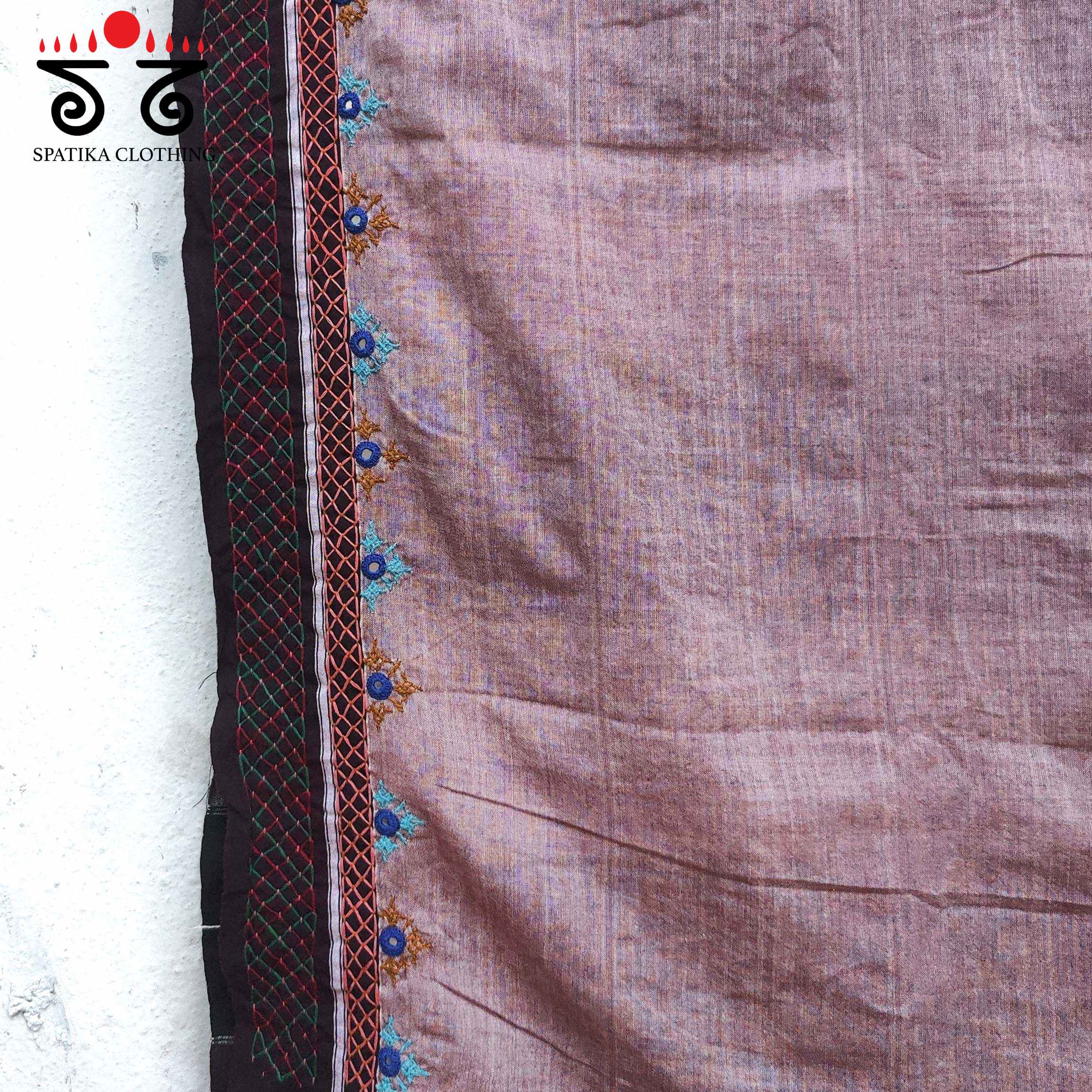 Handembroidered lkal cotton Saree