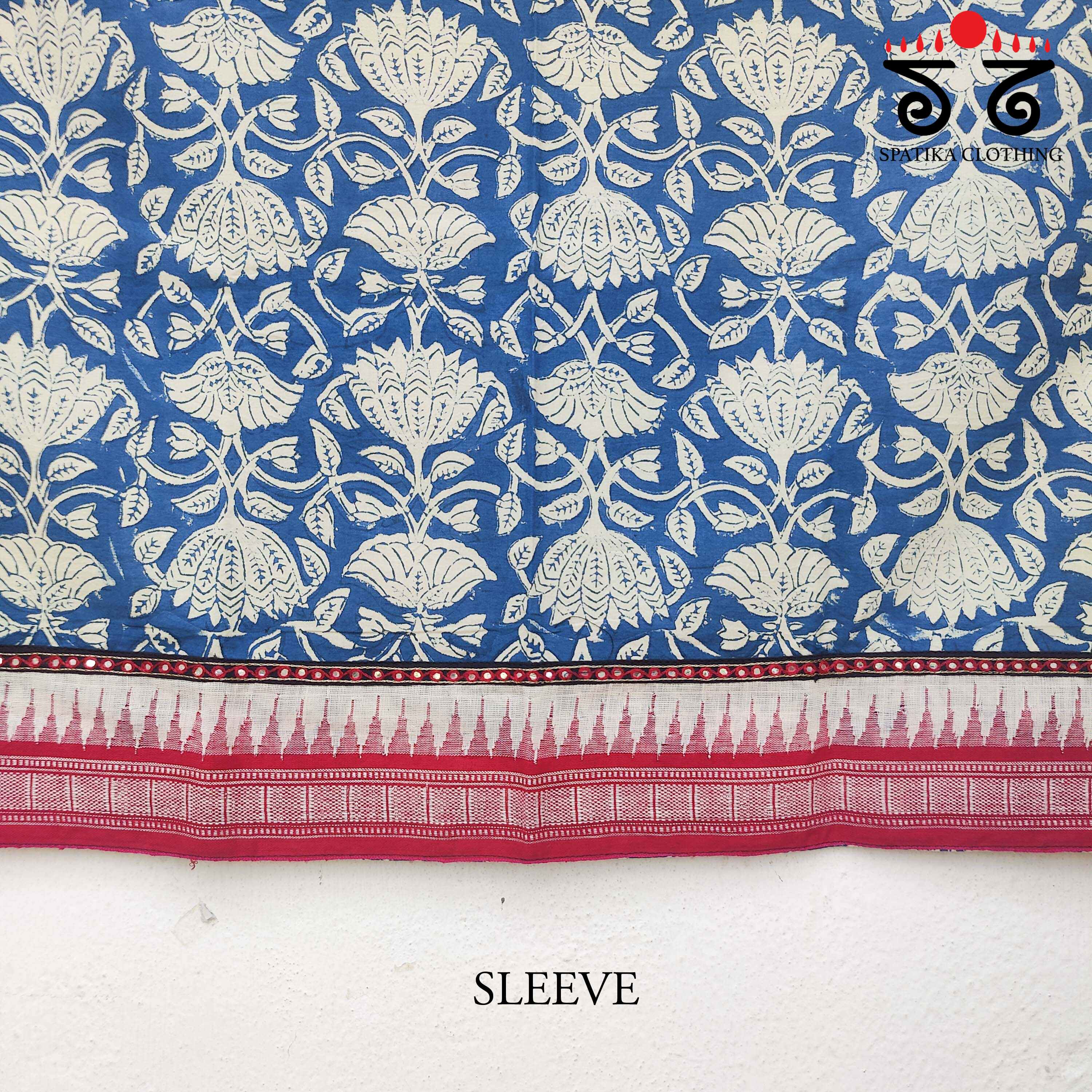 Bagru Hand Embroidered Blouse Fabric