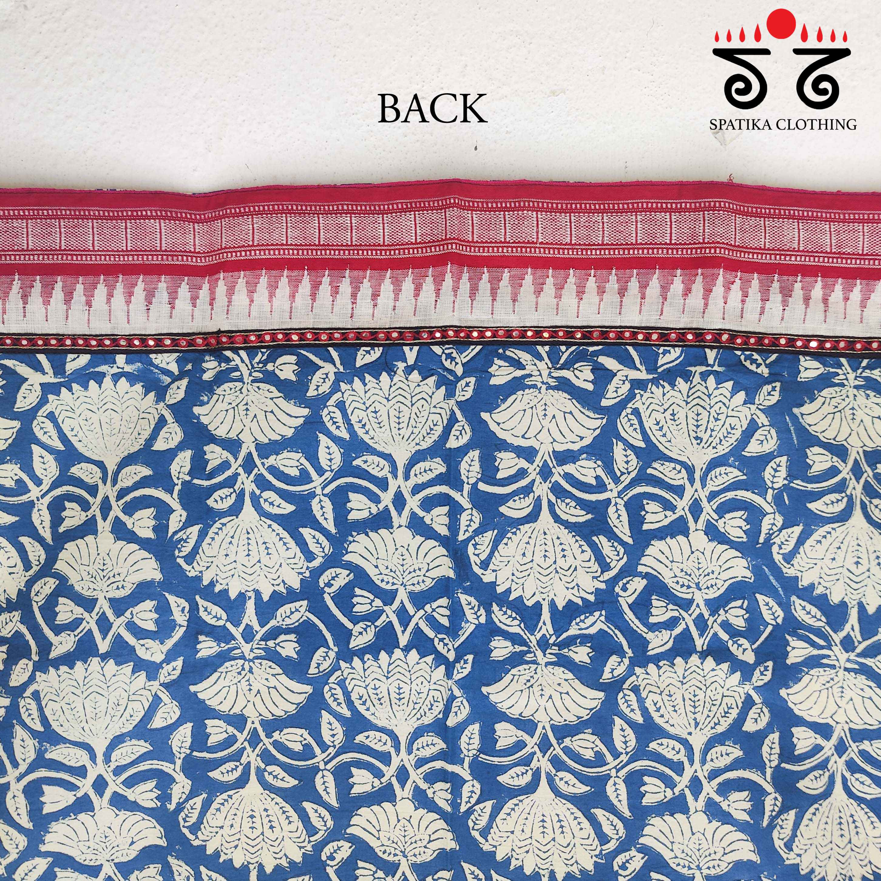 Bagru Hand Embroidered Blouse Fabric