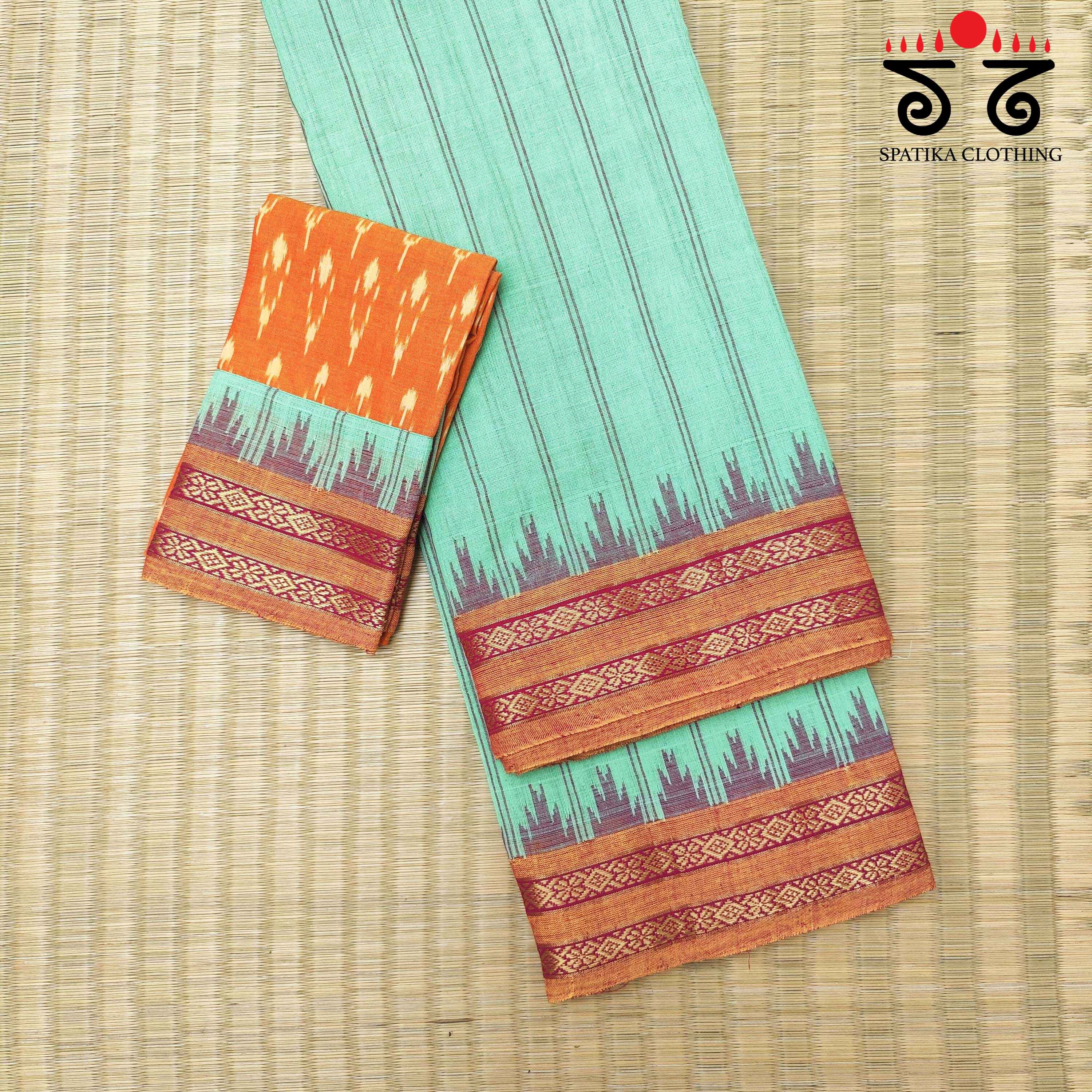 Ponduru Handspun Cotton Saree - Ikat Blouse