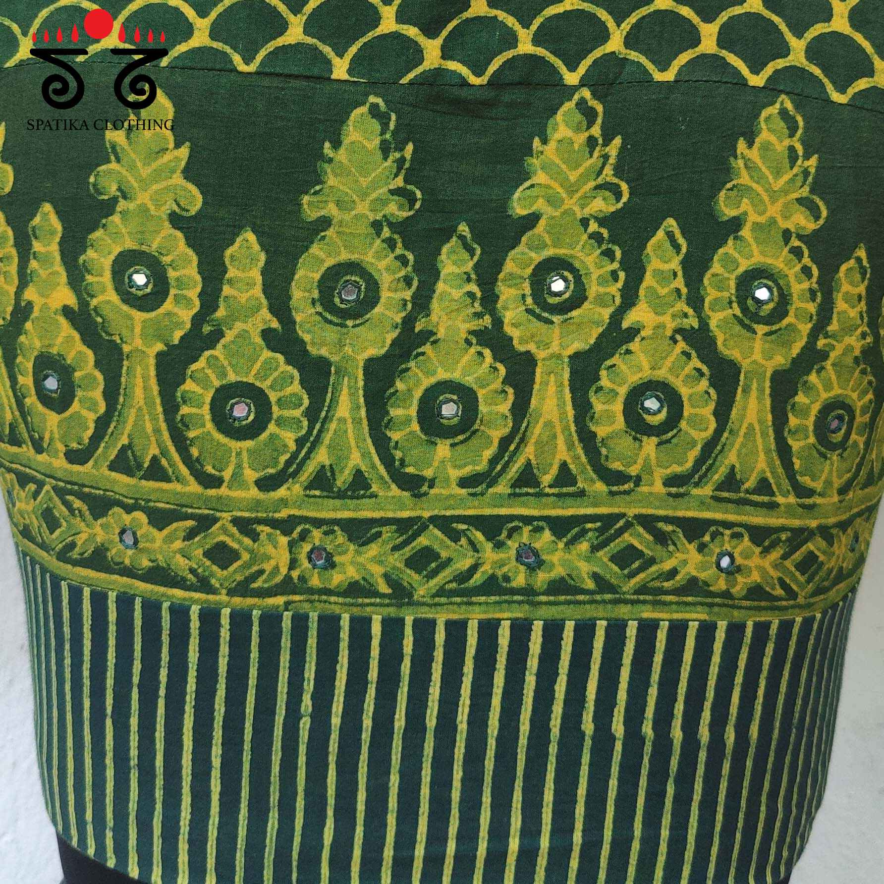 Green Paneled Blouse - Natural Dyed!