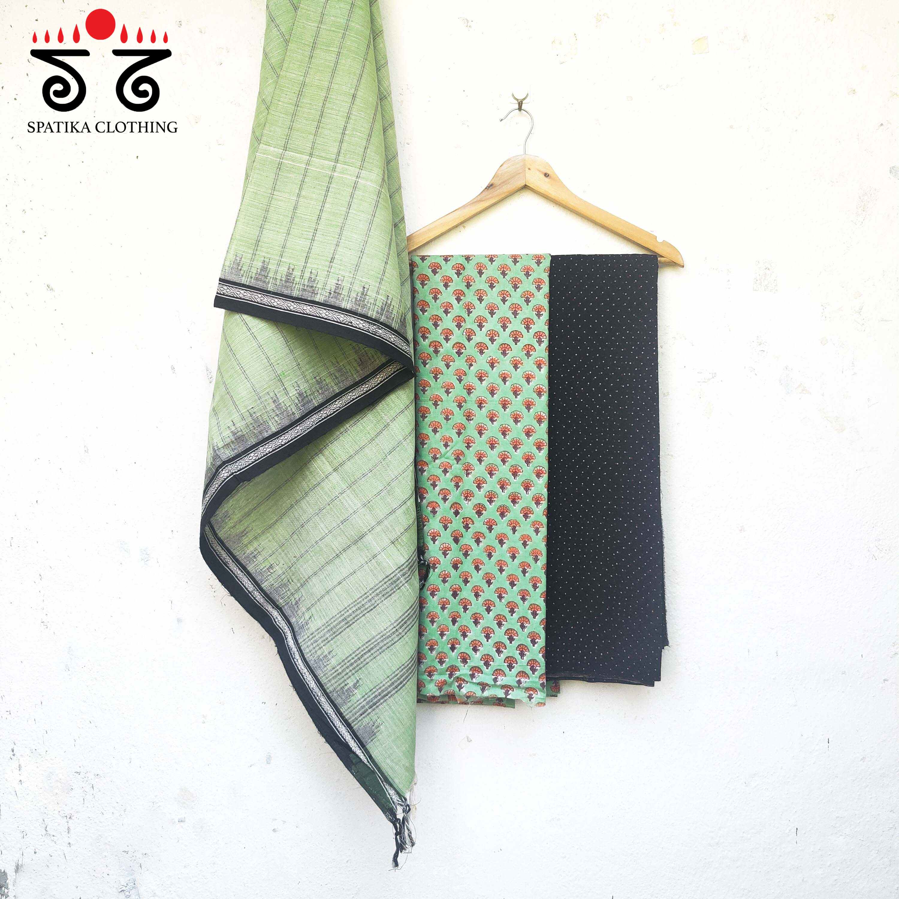 Ajrak Ponduru - Kurta Fabric Set of 3 New!