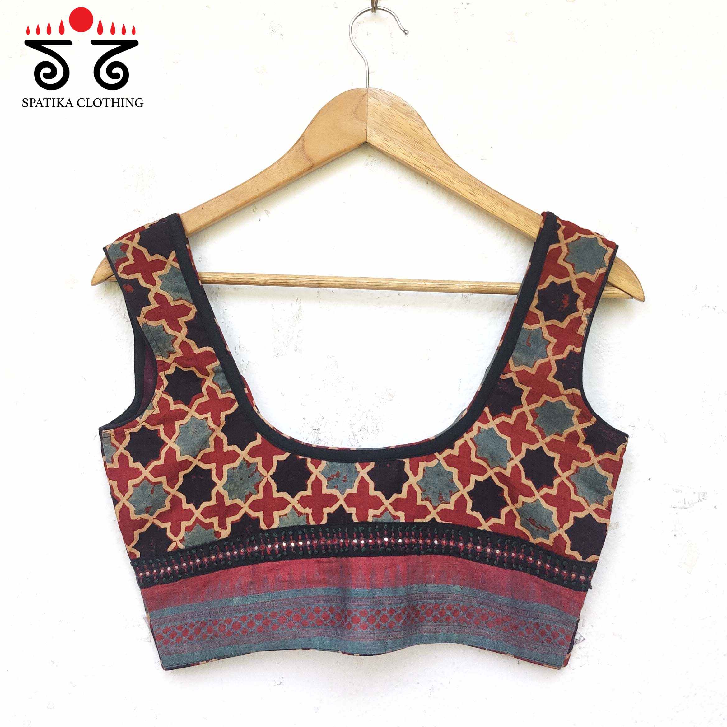 Ajrak Handembroidered Sleeveless Blouse