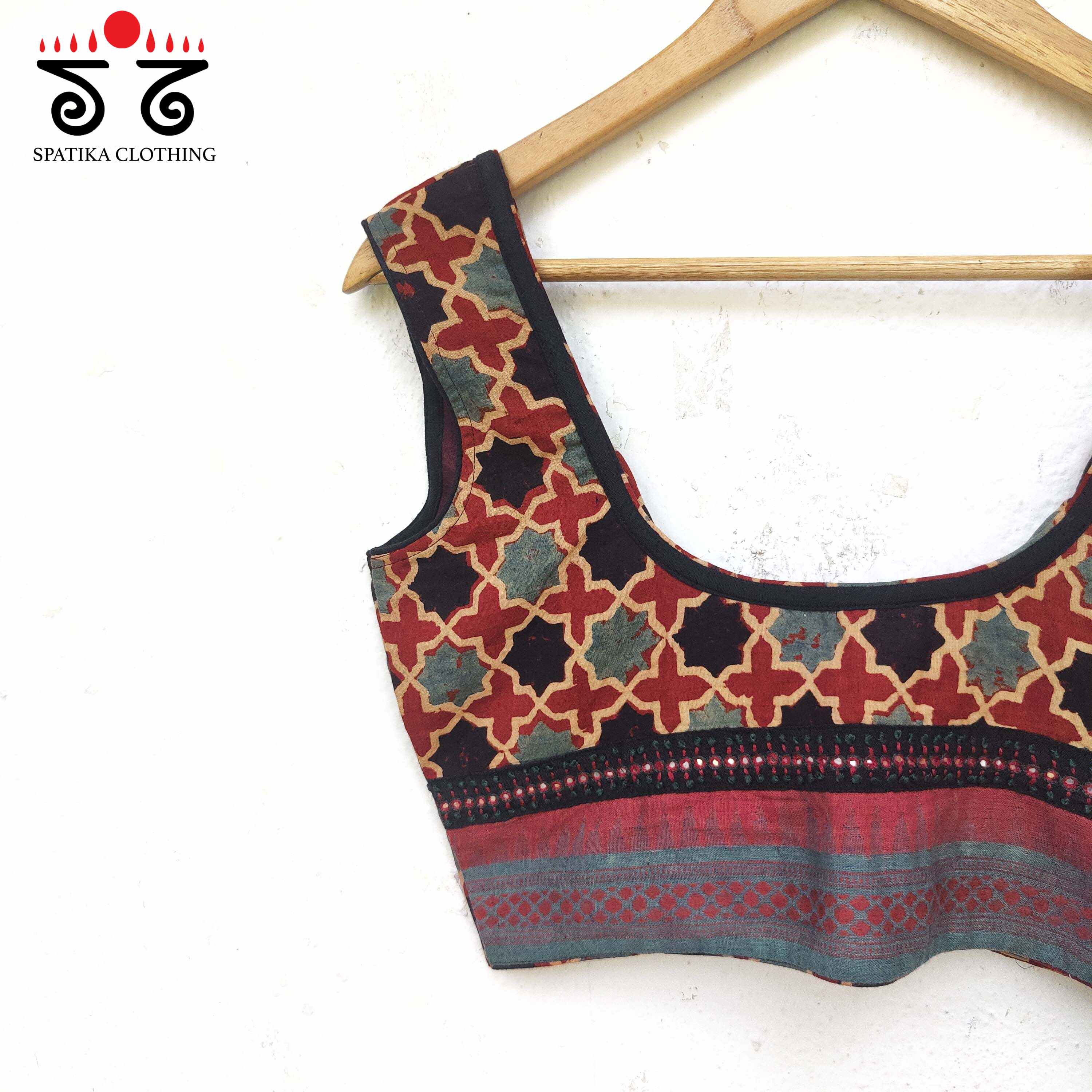 Ajrak Handembroidered Sleeveless Blouse
