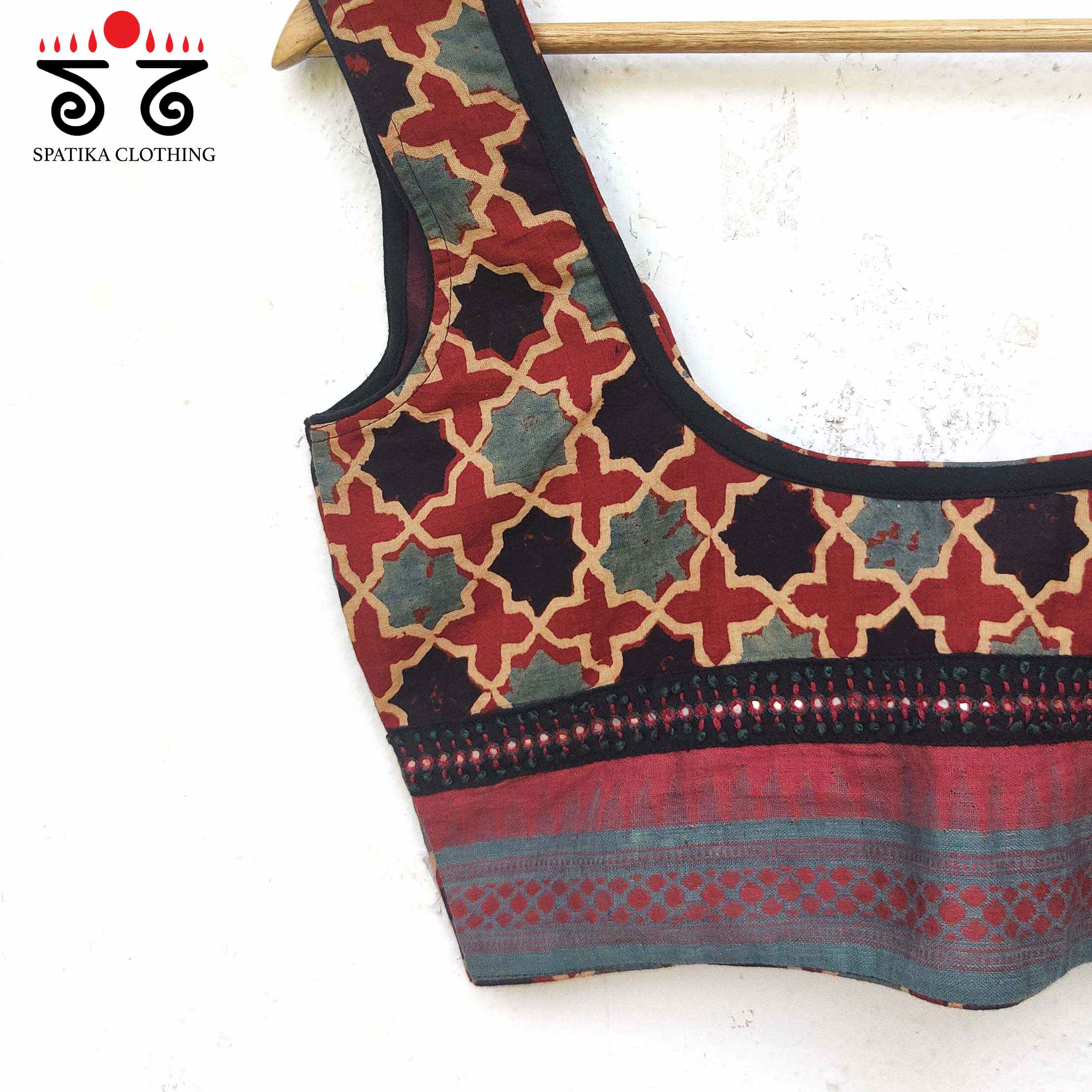 Ajrak Handembroidered Sleeveless Blouse