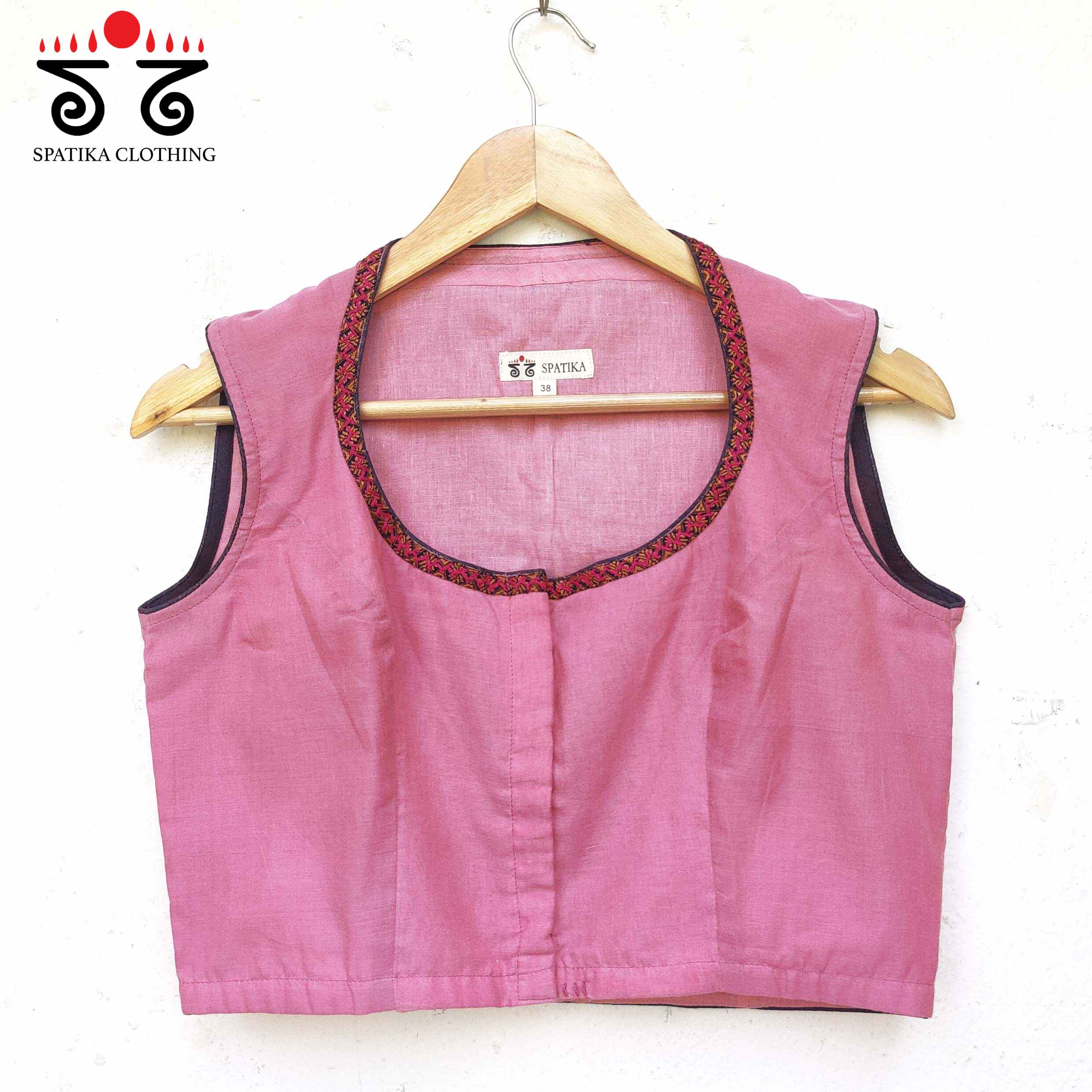 Pink Paneled Sleeveless Blouse New!
