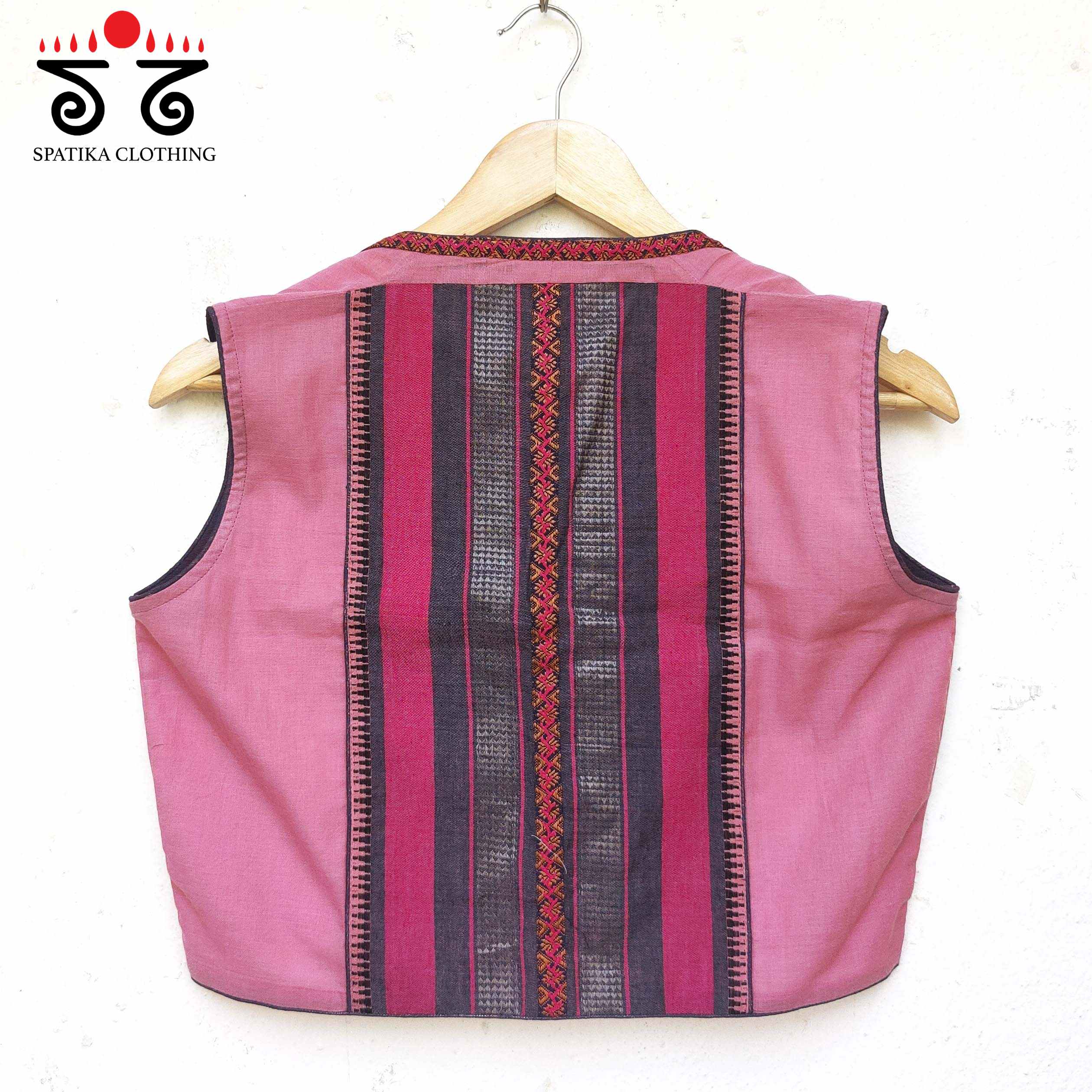 Pink Paneled Sleeveless Blouse New!