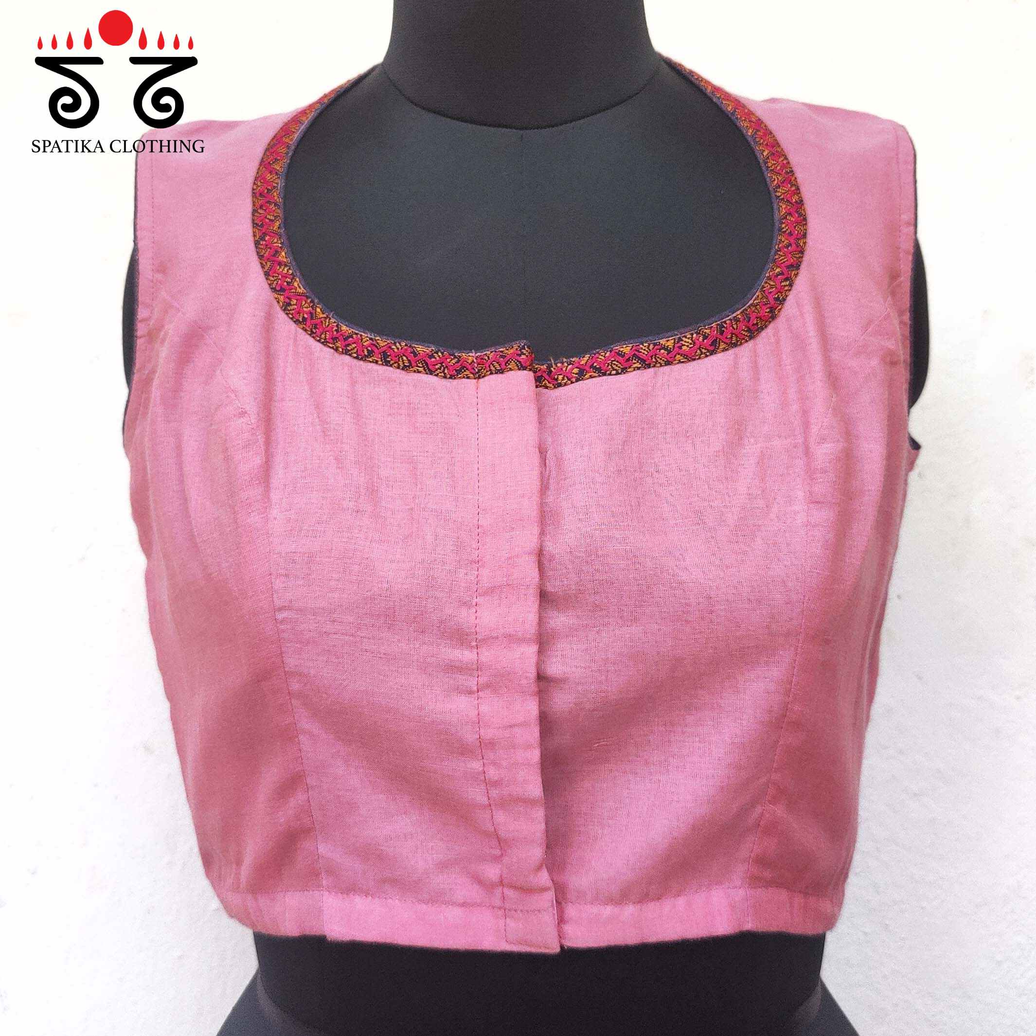 Pink Paneled Sleeveless Blouse New!