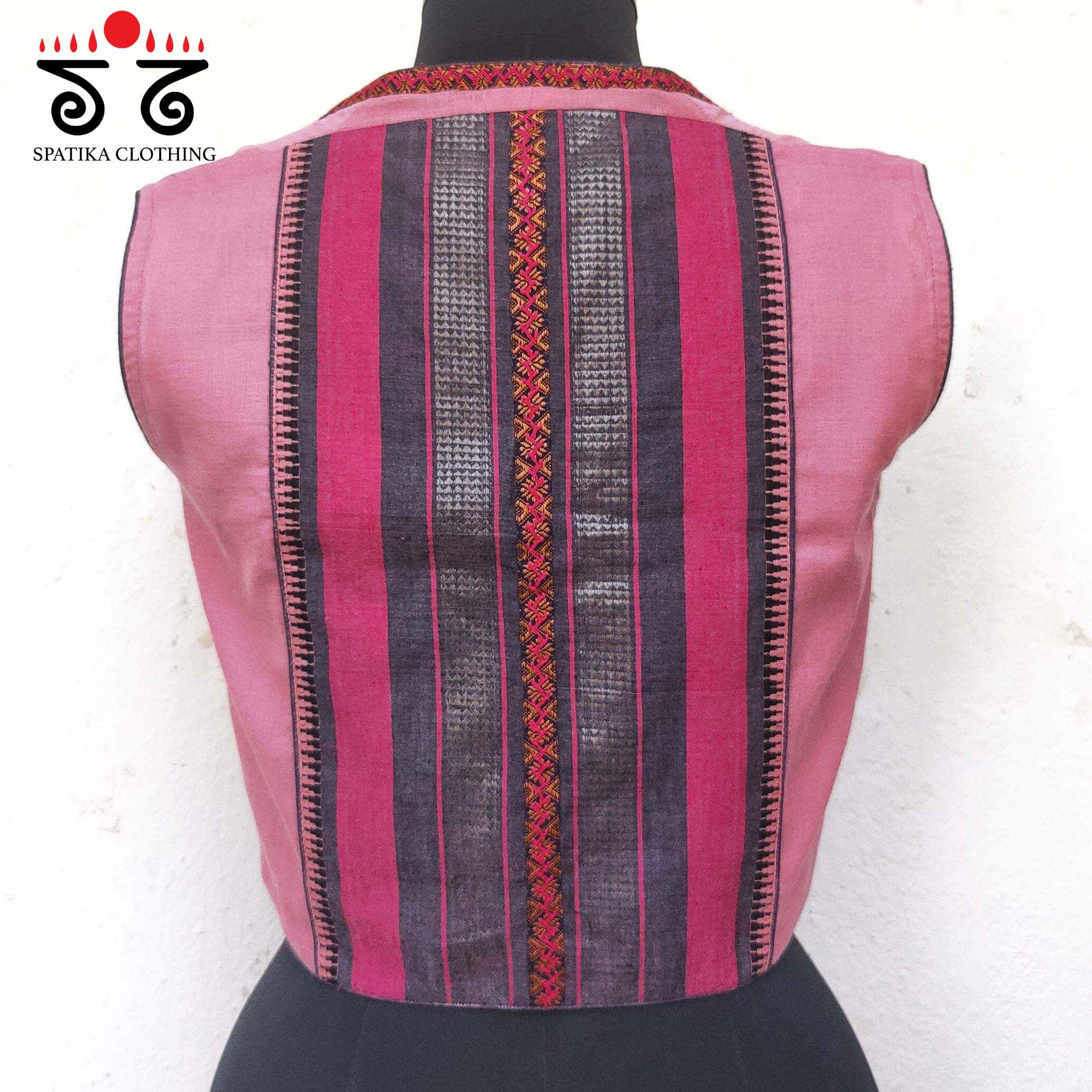 Pink Paneled Sleeveless Blouse New!