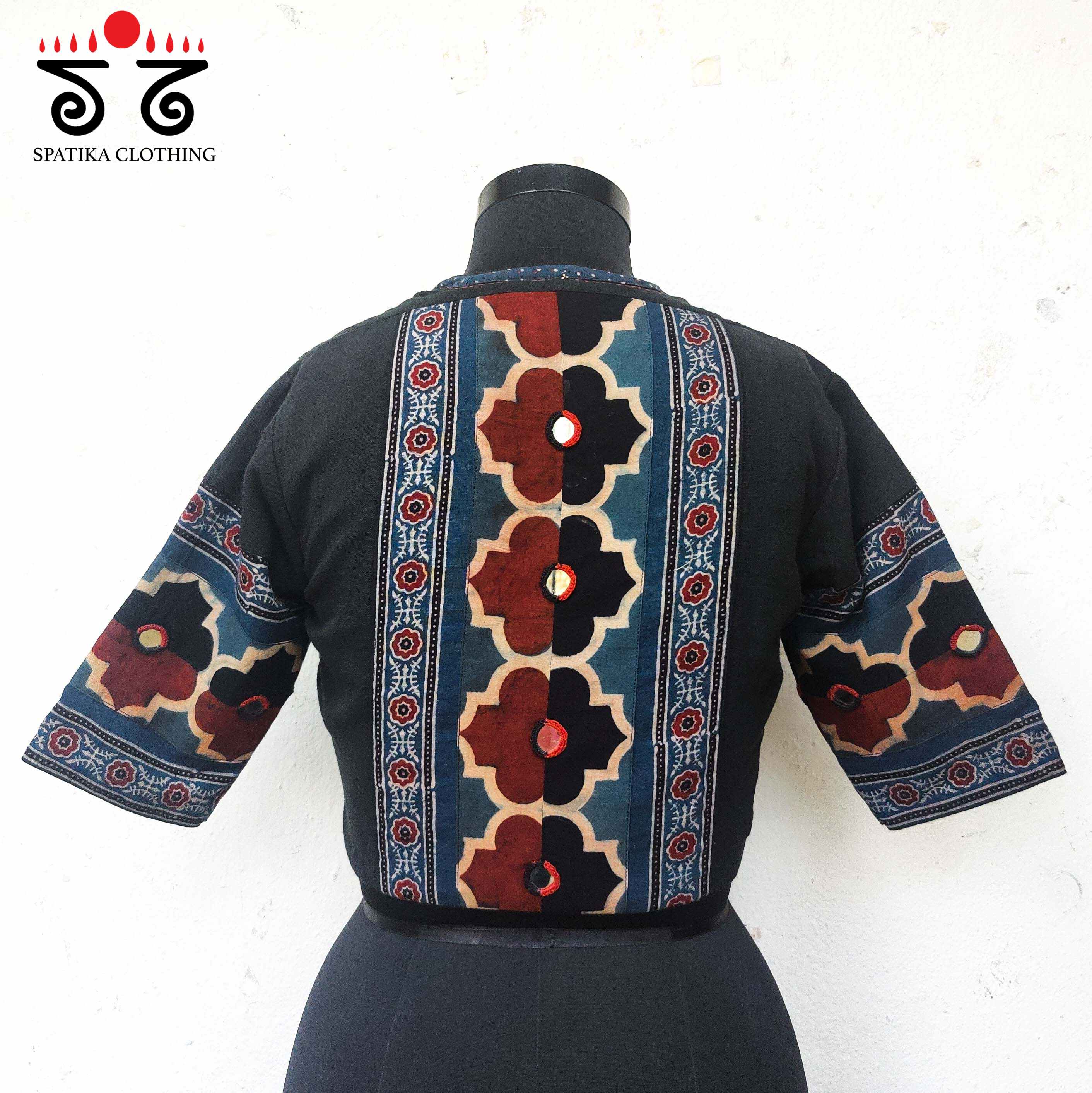 The Indigo - Ajrakh Mirror Blouse