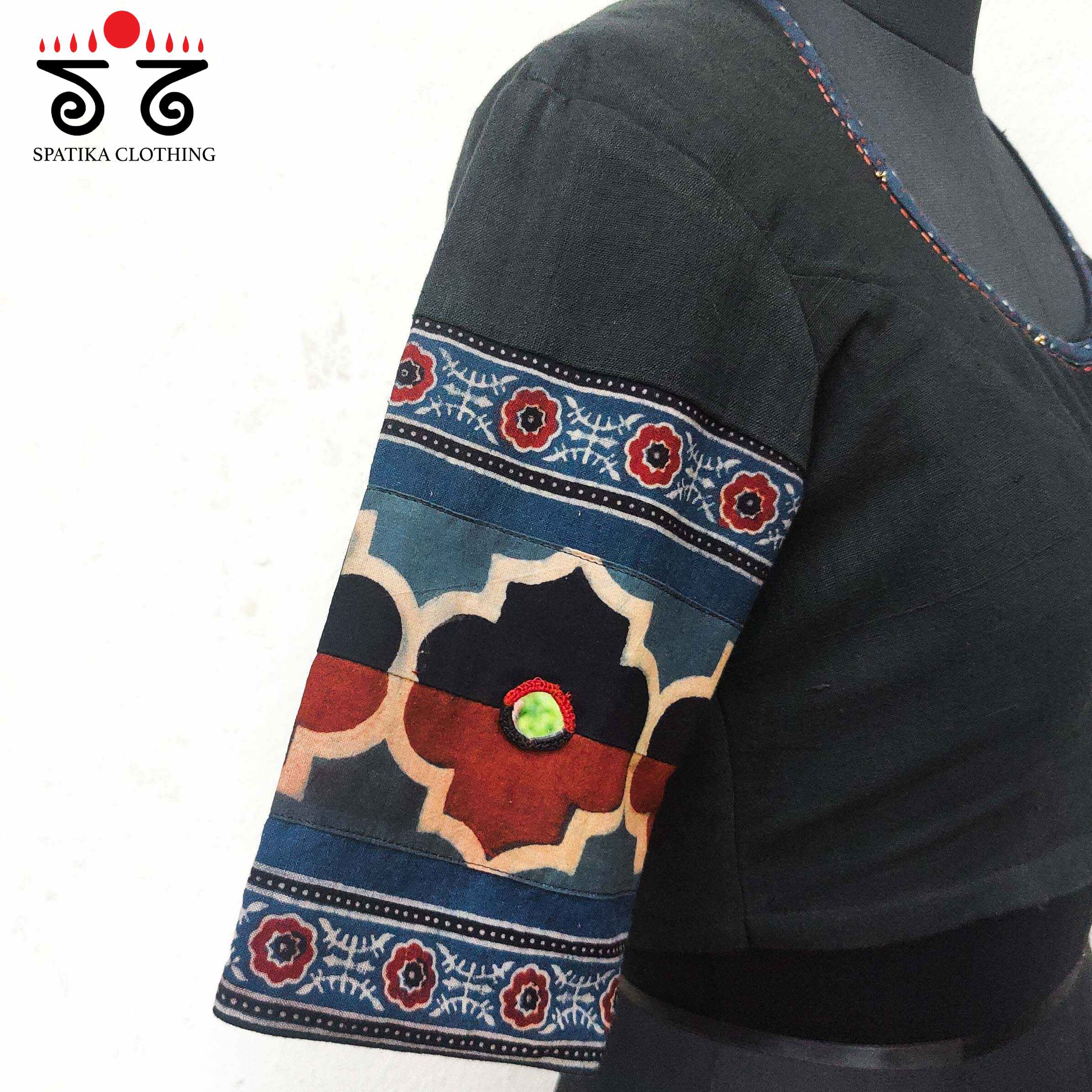 The Indigo - Ajrakh Mirror Blouse