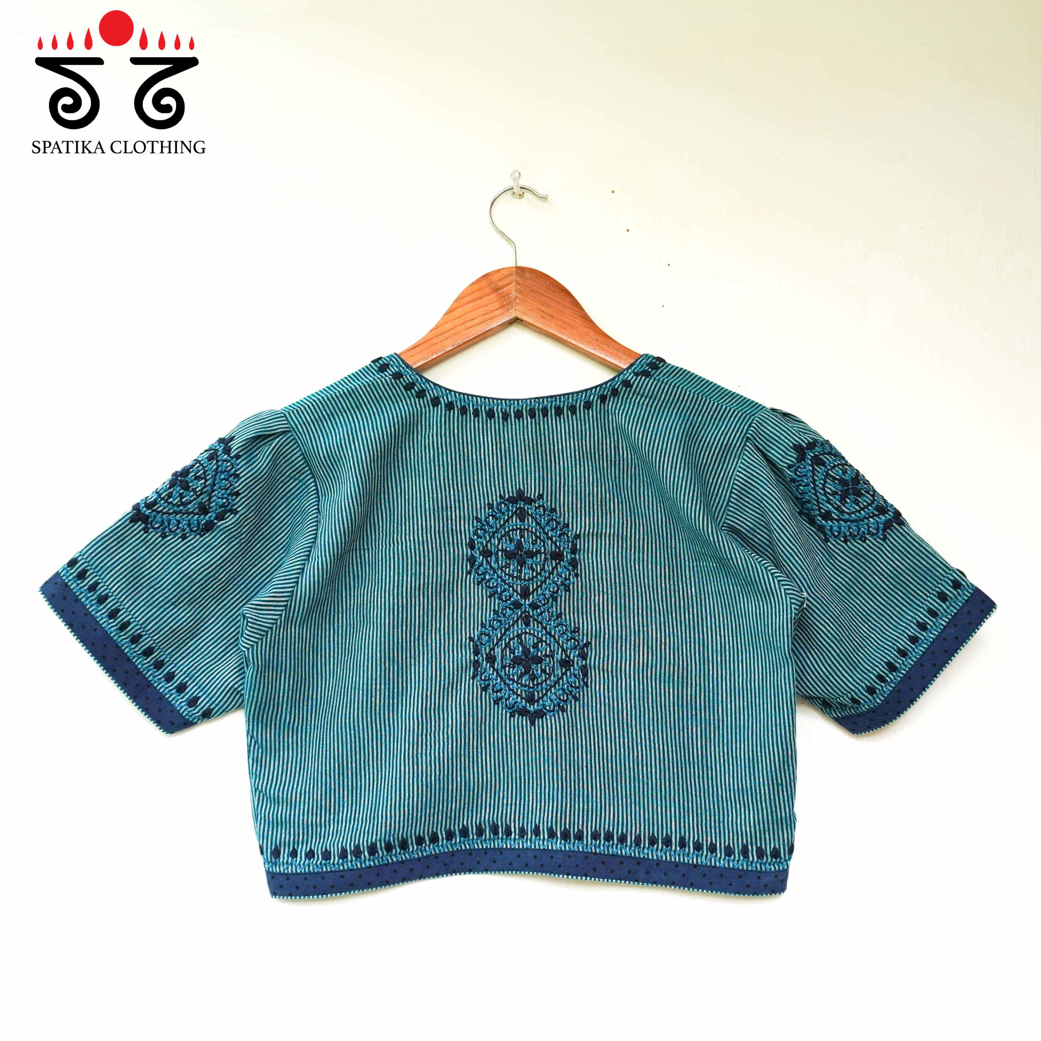 Striped Chikankari - Handcrafted Blouse