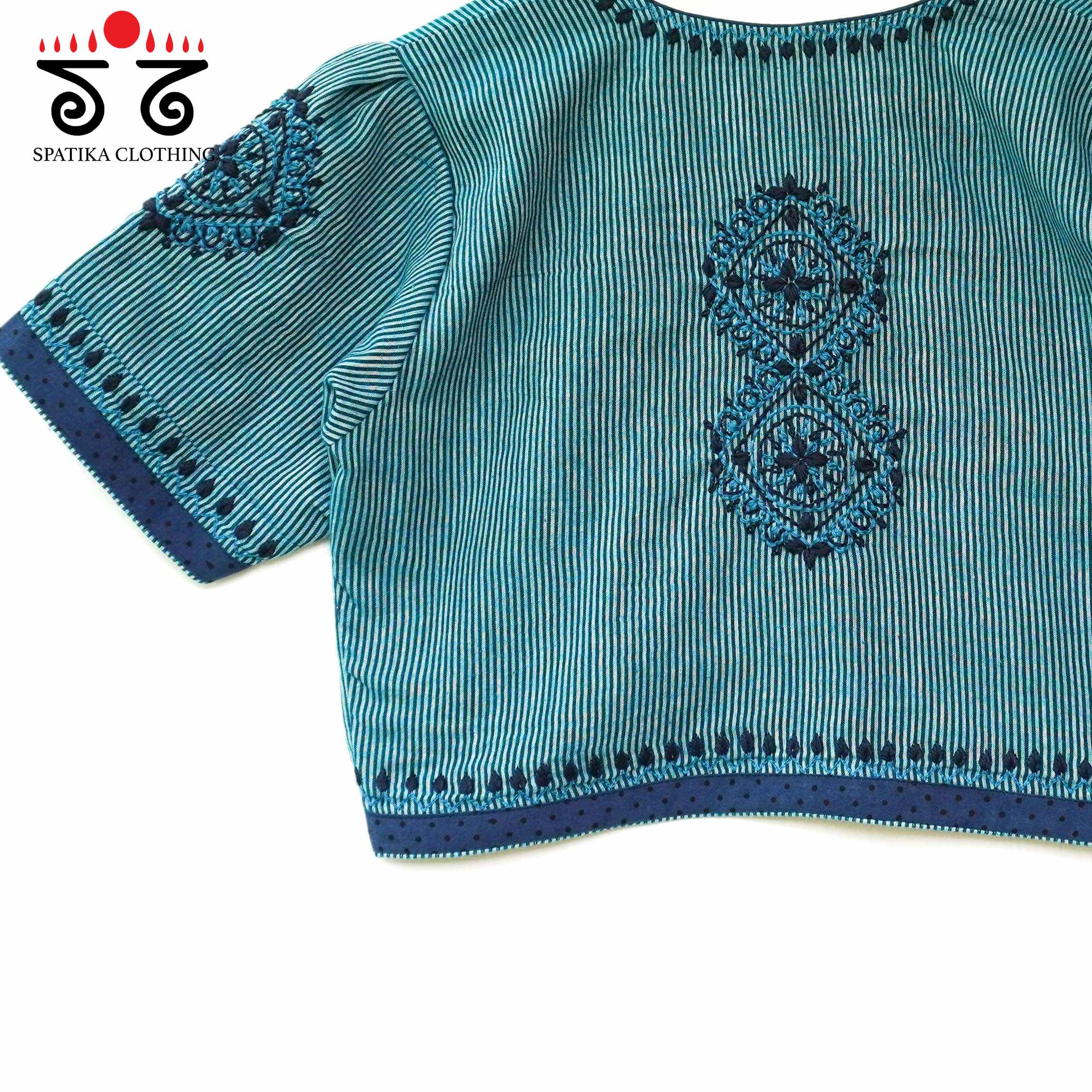Striped Chikankari - Handcrafted Blouse