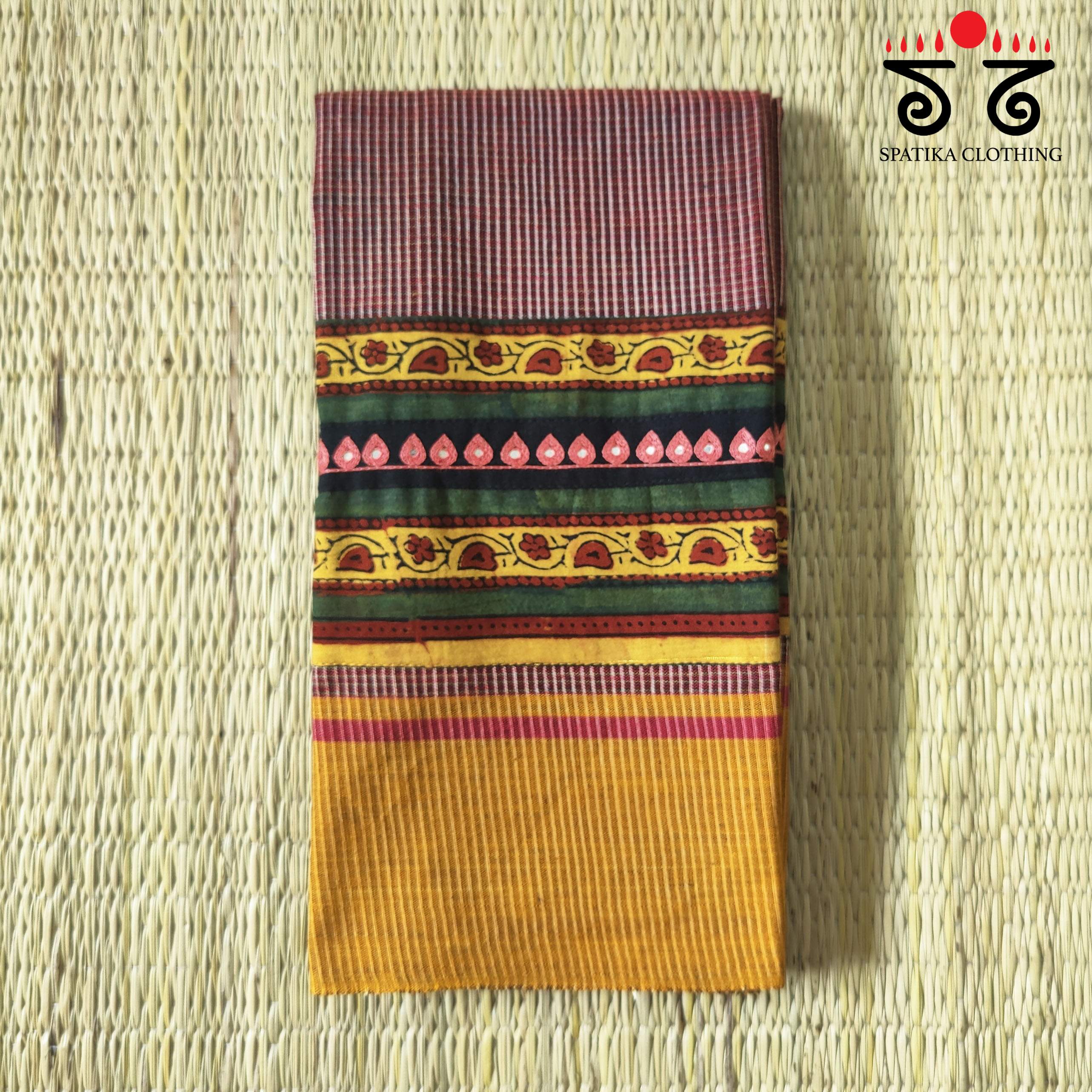 Hand Embroidered Ilkal Blouse Fabric