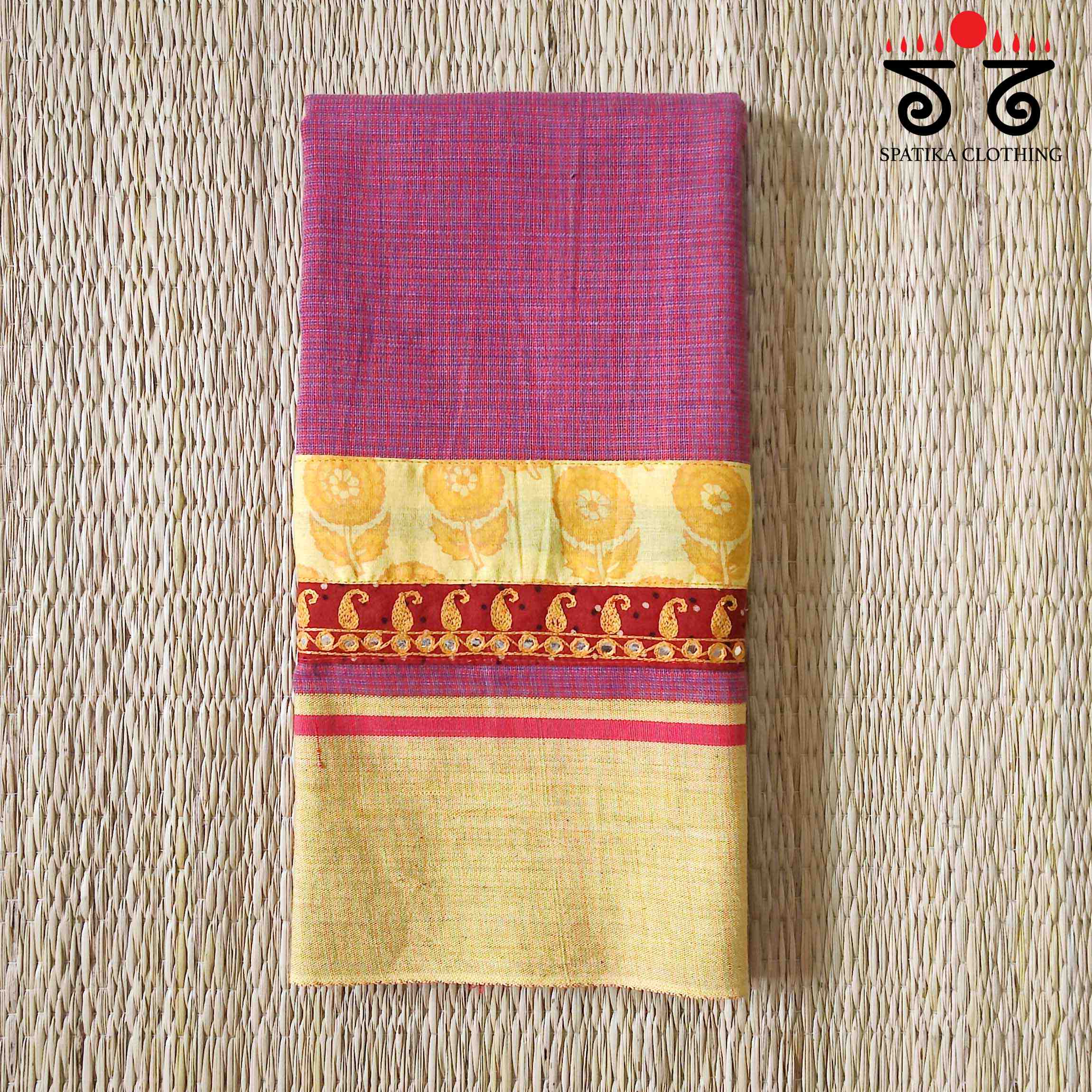 Hand Embroidered Ilkal Blouse Fabric