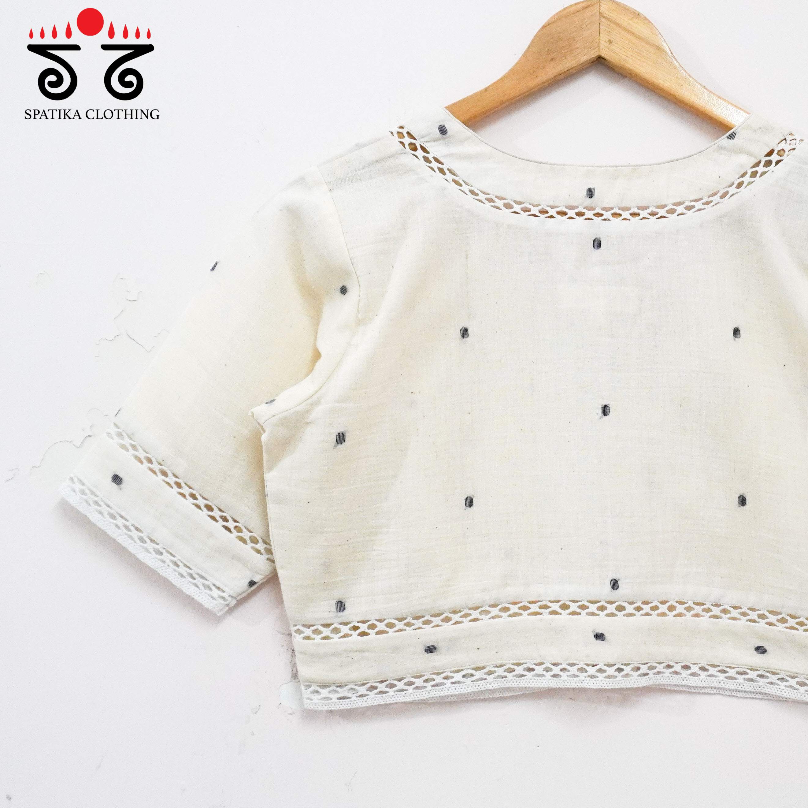 Jamdhani Lace Blouse - Black Butta