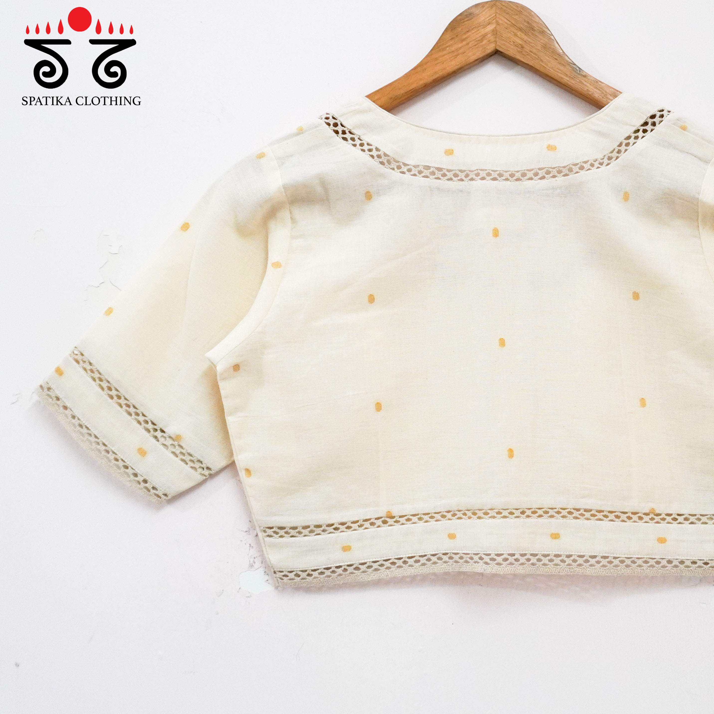 Jamdhani Lace Blouse - Yellow Butta!