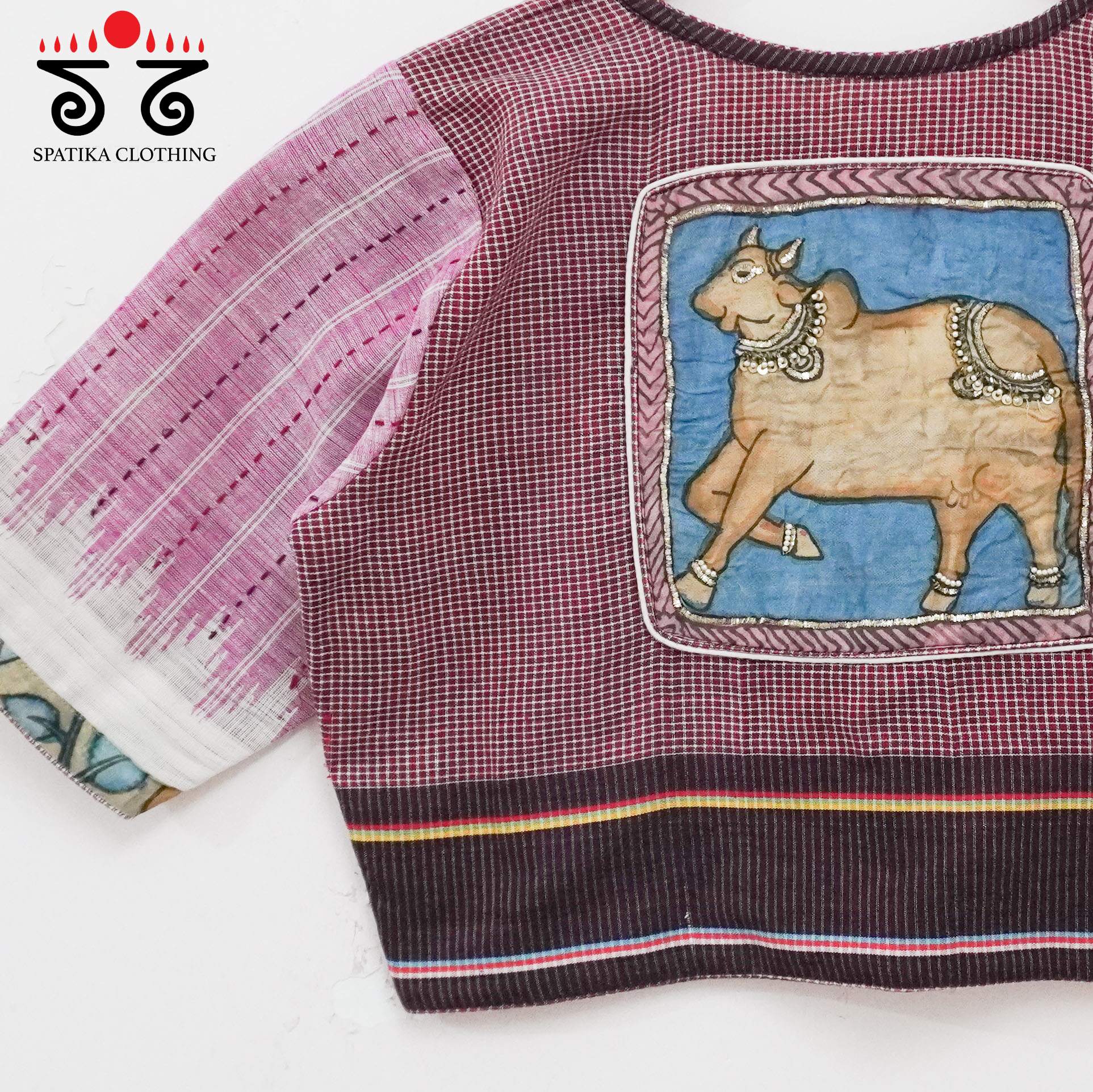 Kalamkari Cow - Handcrafted Blouse