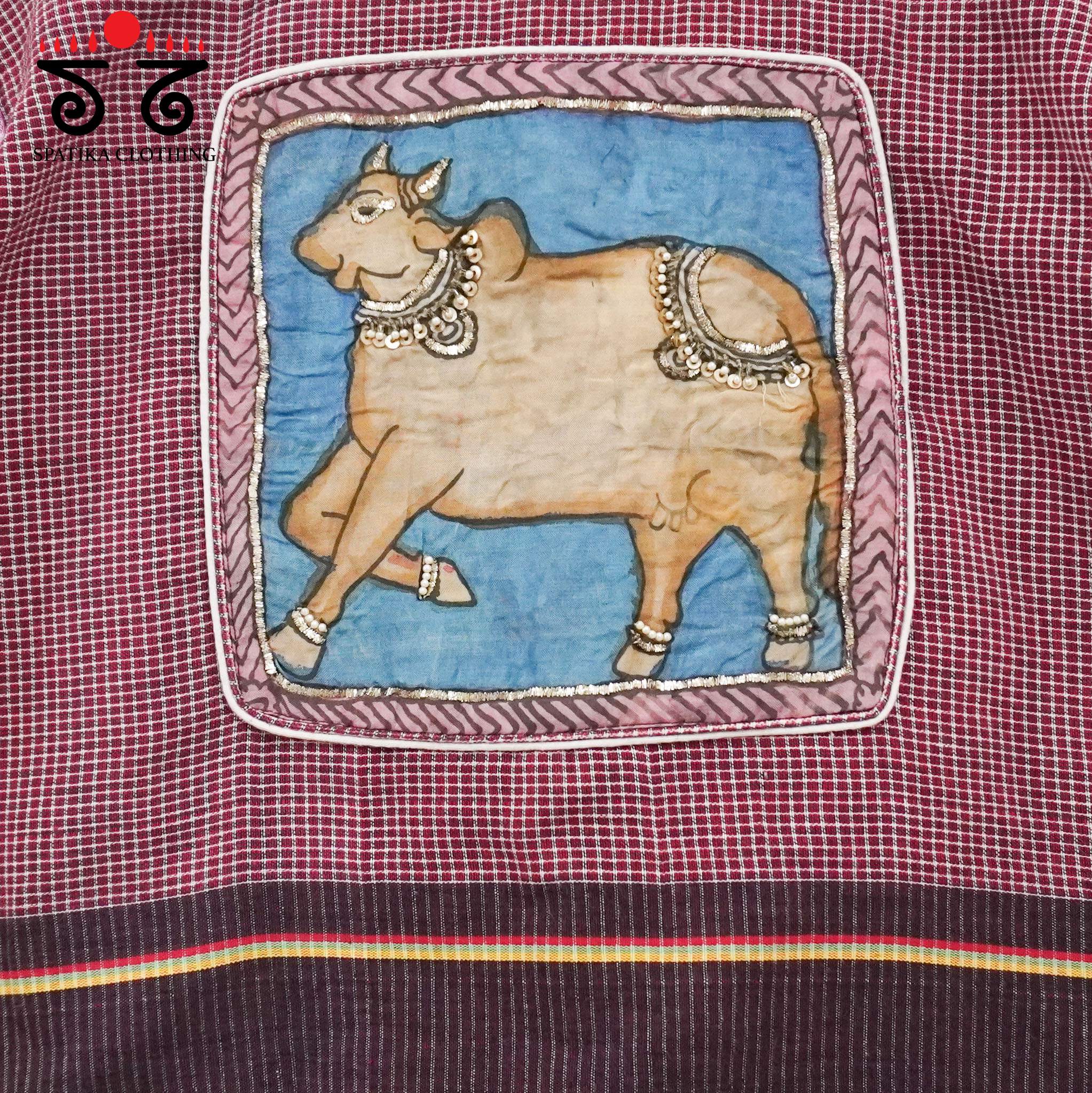 Kalamkari Cow - Handcrafted Blouse