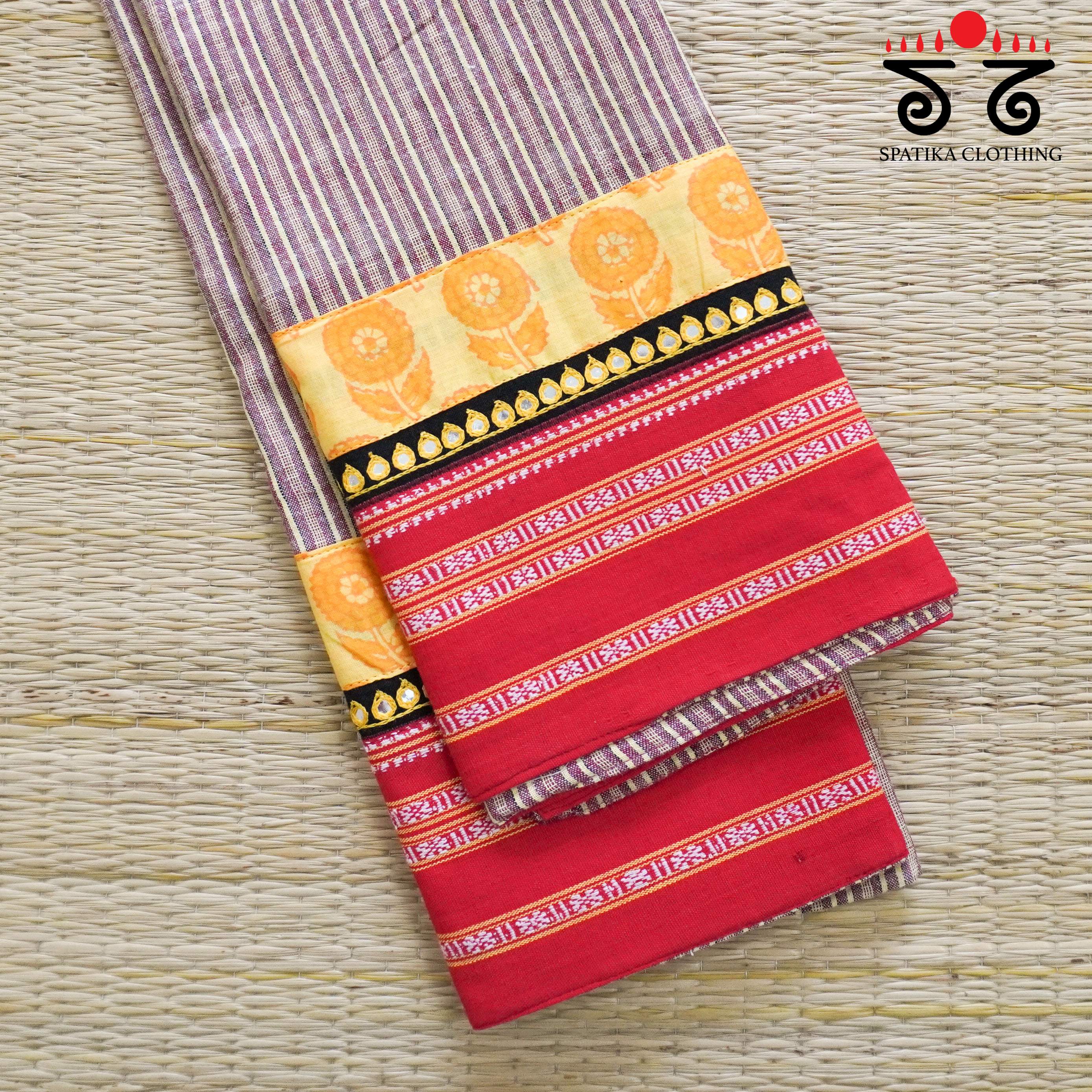 Hand Embroidered Ilkal Blouse Fabric