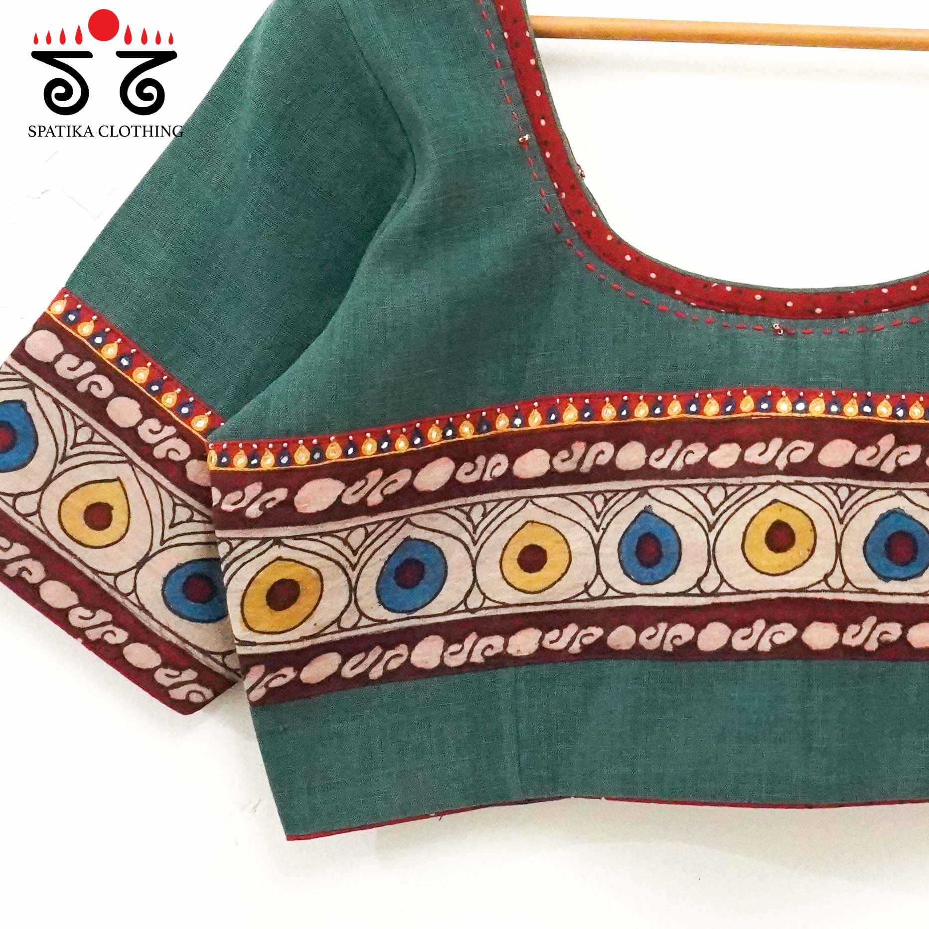 Boondh Pen Kalamkari Hand embroidered Blouse