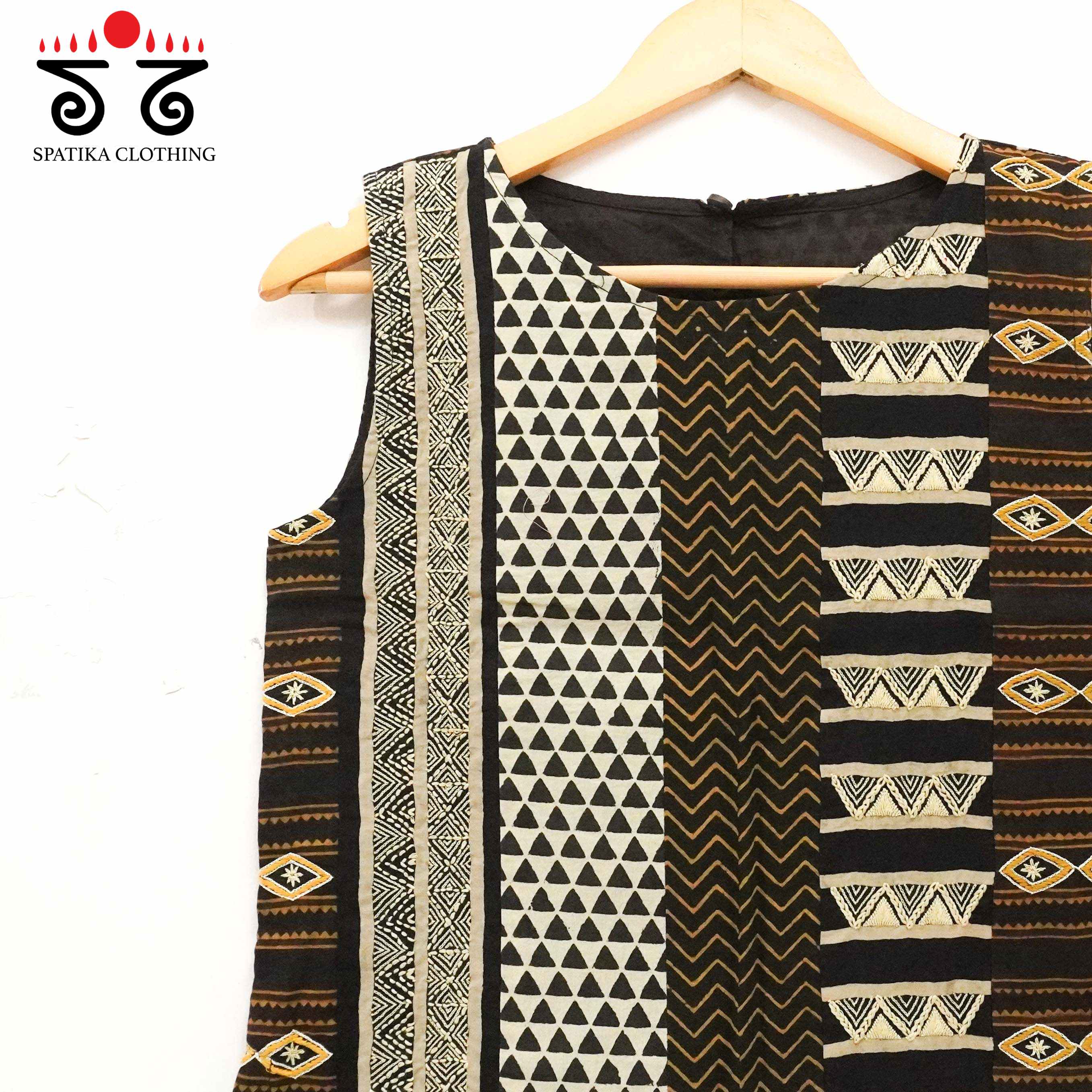 Ajrak Collage Hand Embroidered Crop Top