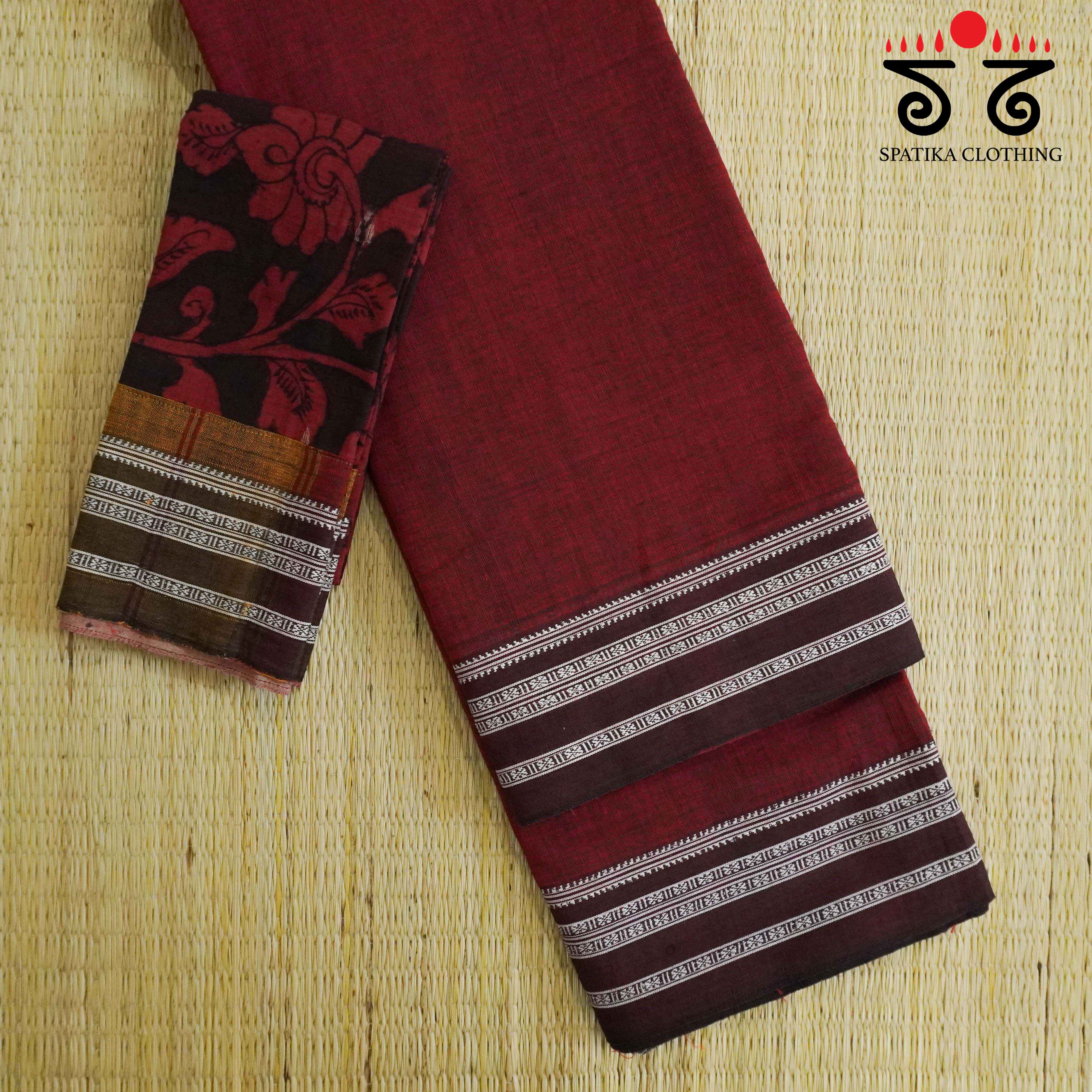 Ilkal Handwoven Cotton Saree - Pen Kalamkari Blouse