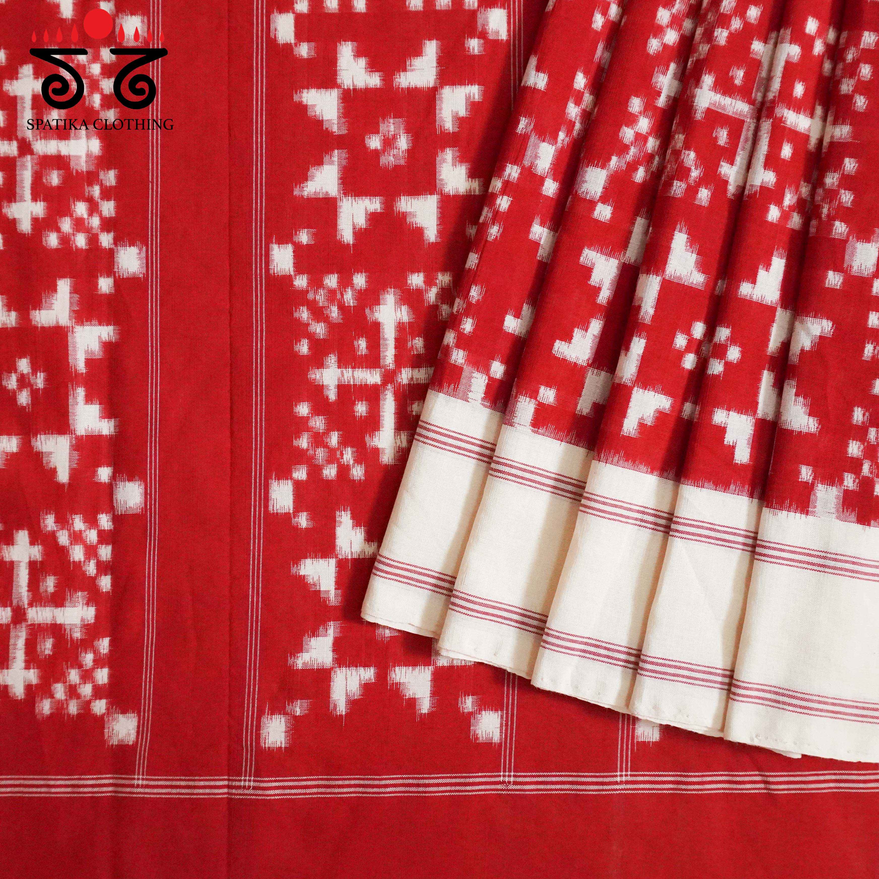 Telia Double Ikat - Handwoven Cotton Saree