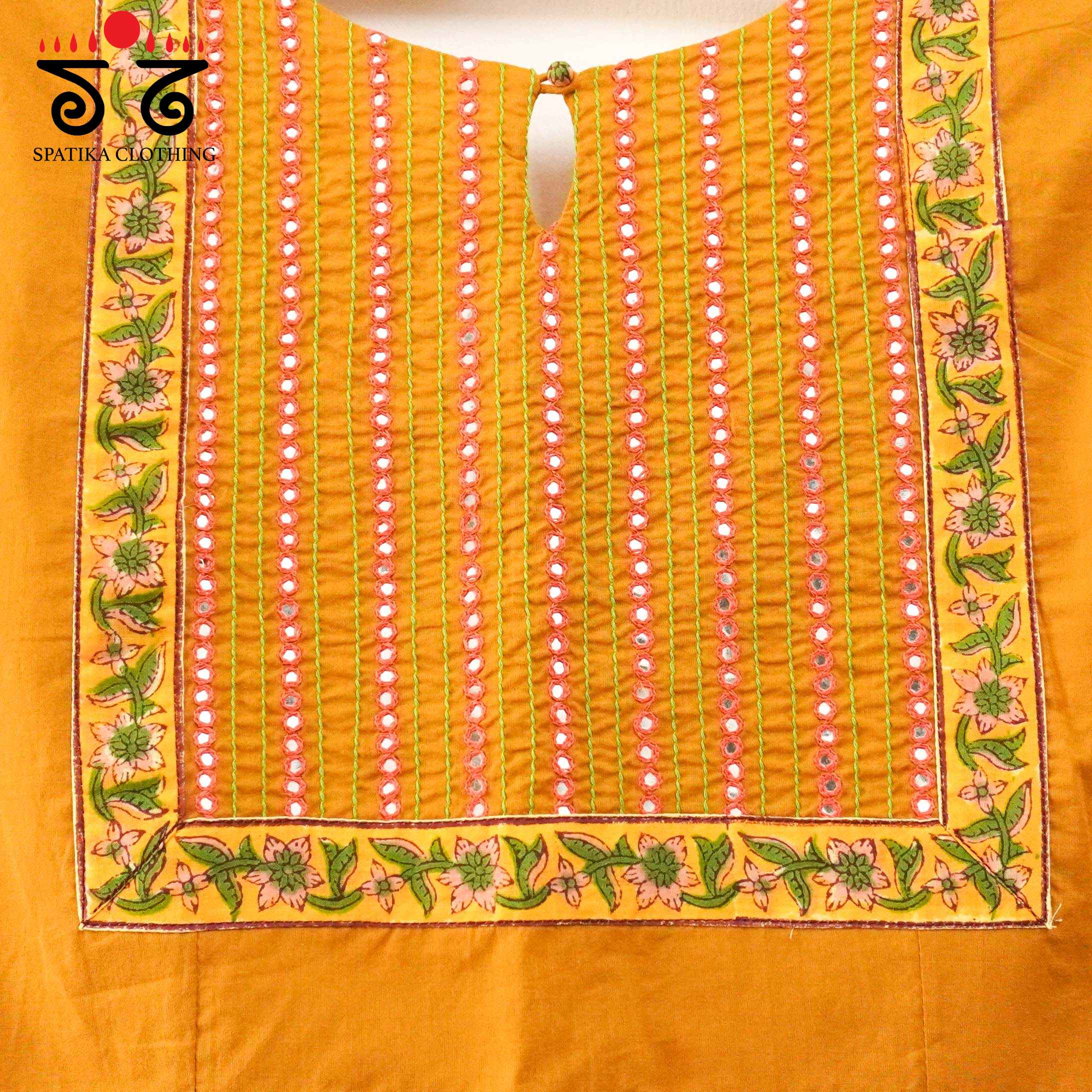 Yellow Mirror Work Hand embroidered Blouse