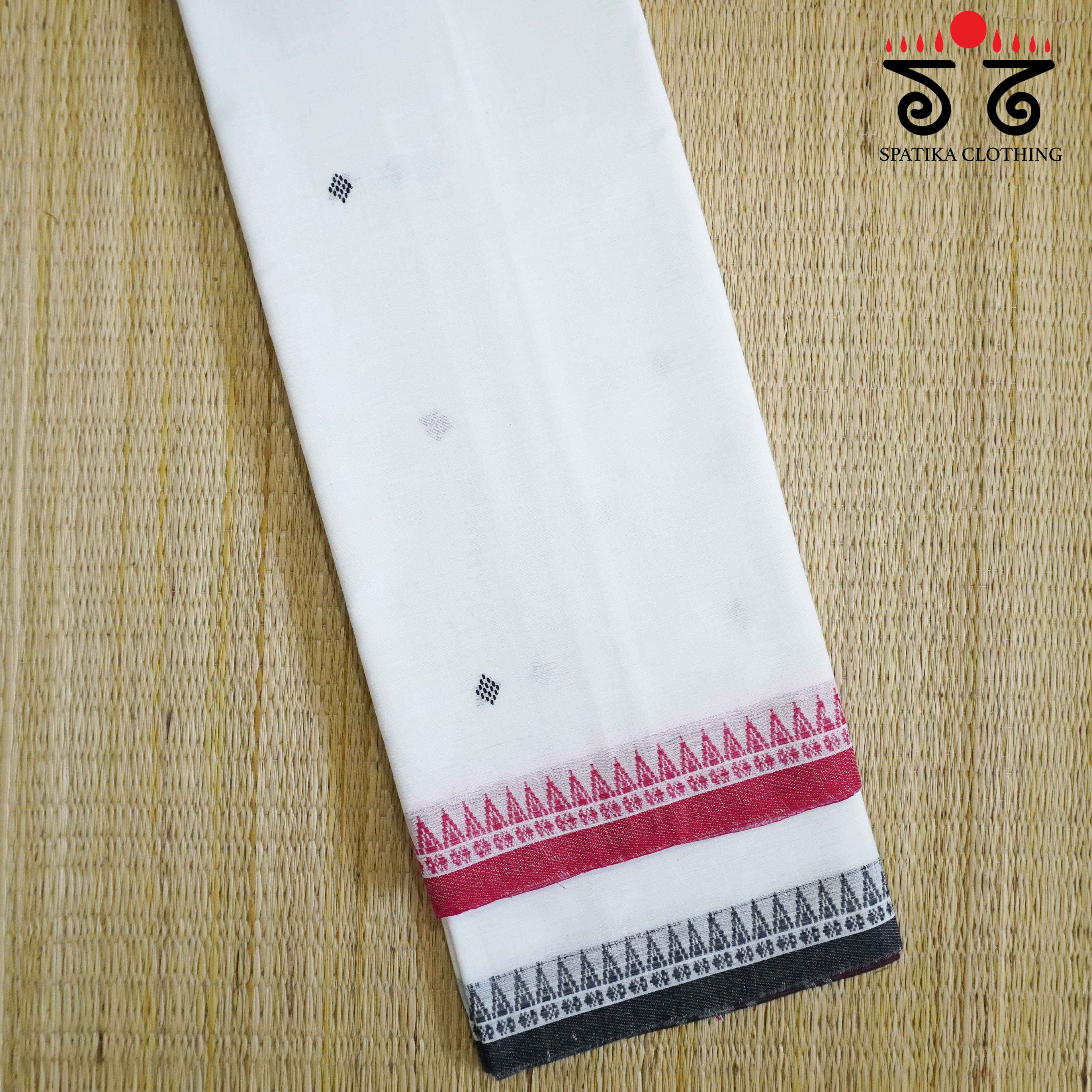 Begampur - White Multi-colour Handwoven Cotton Saree