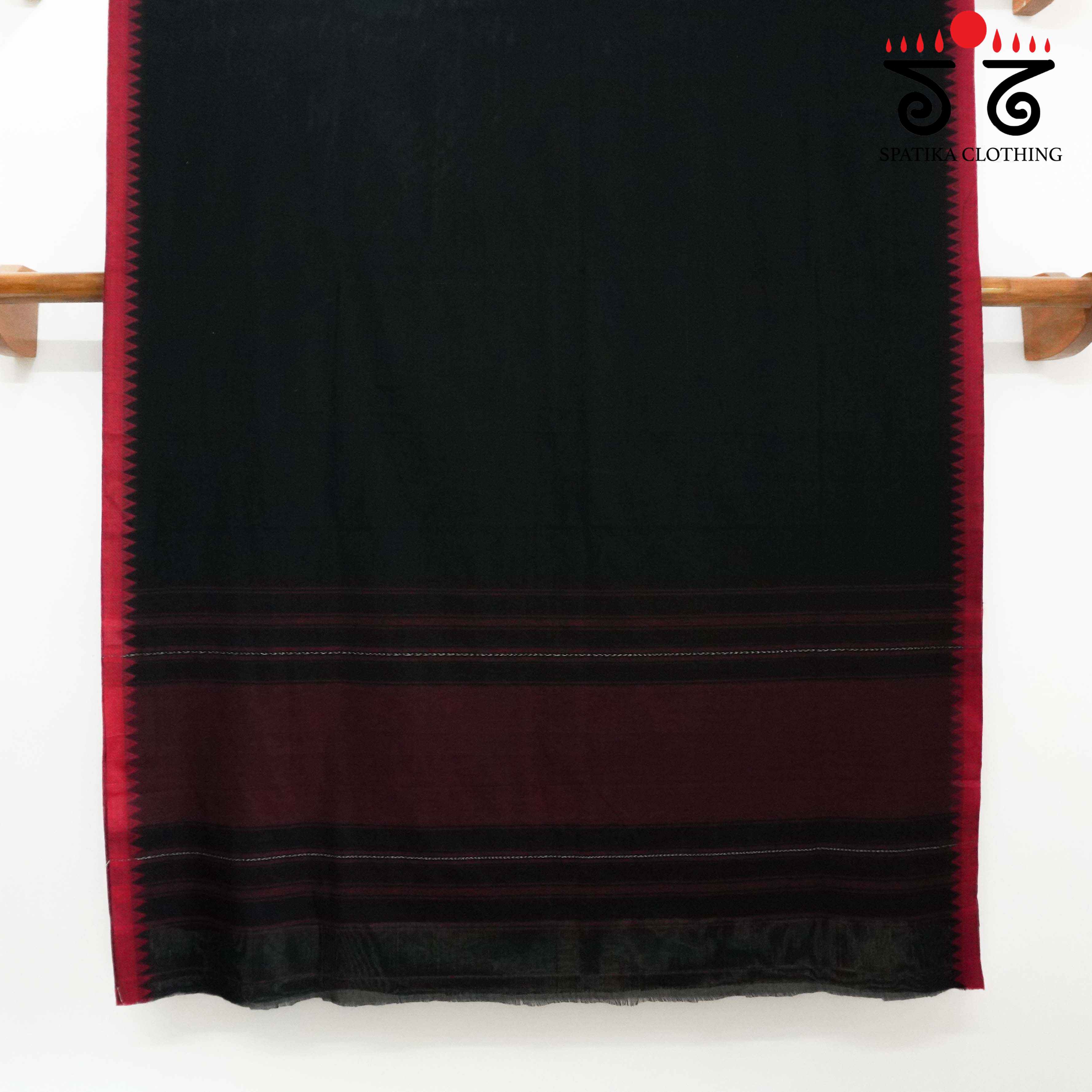 Begampur - Black & Red Handwoven Cotton Saree