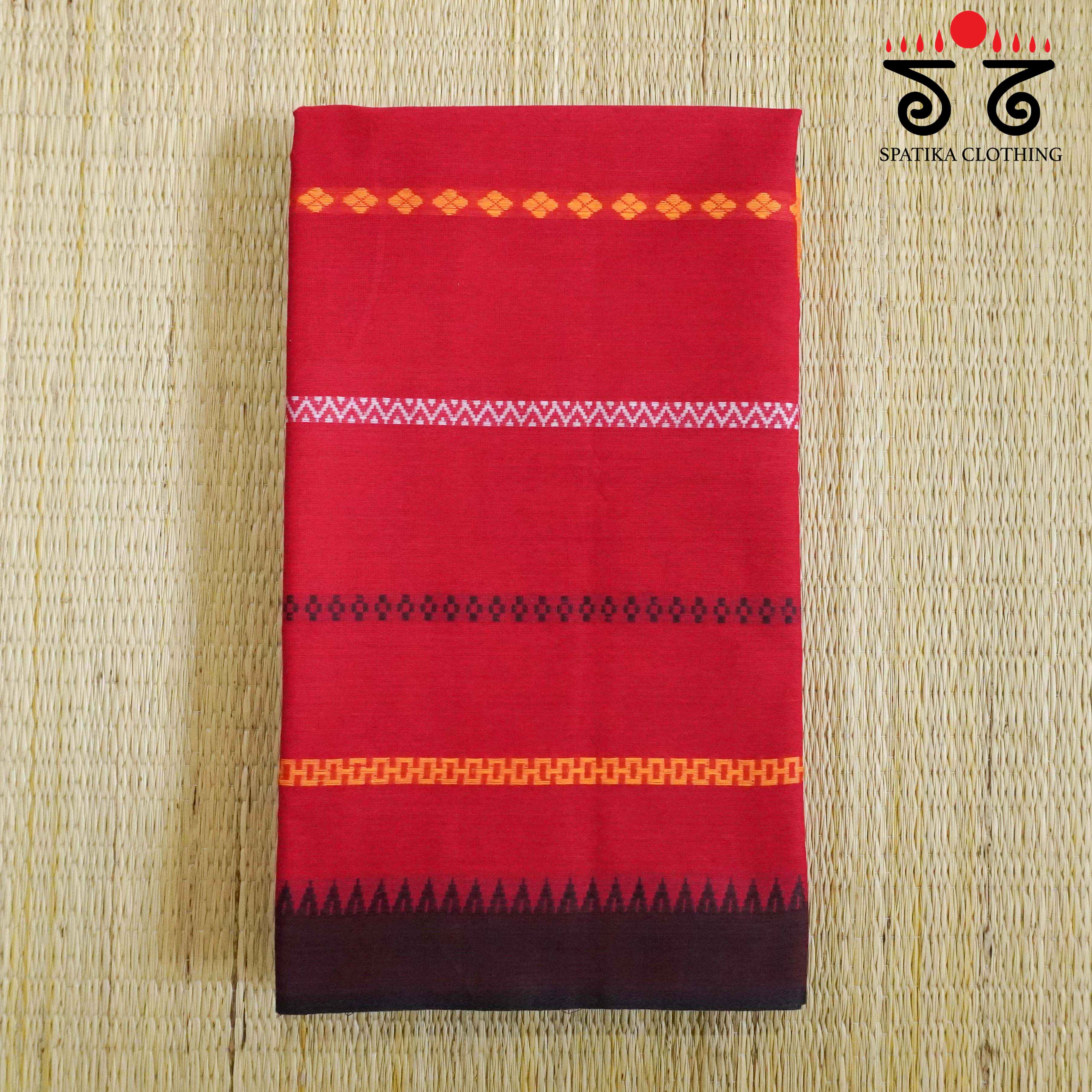 Begampur - Red Handwoven Cotton Saree