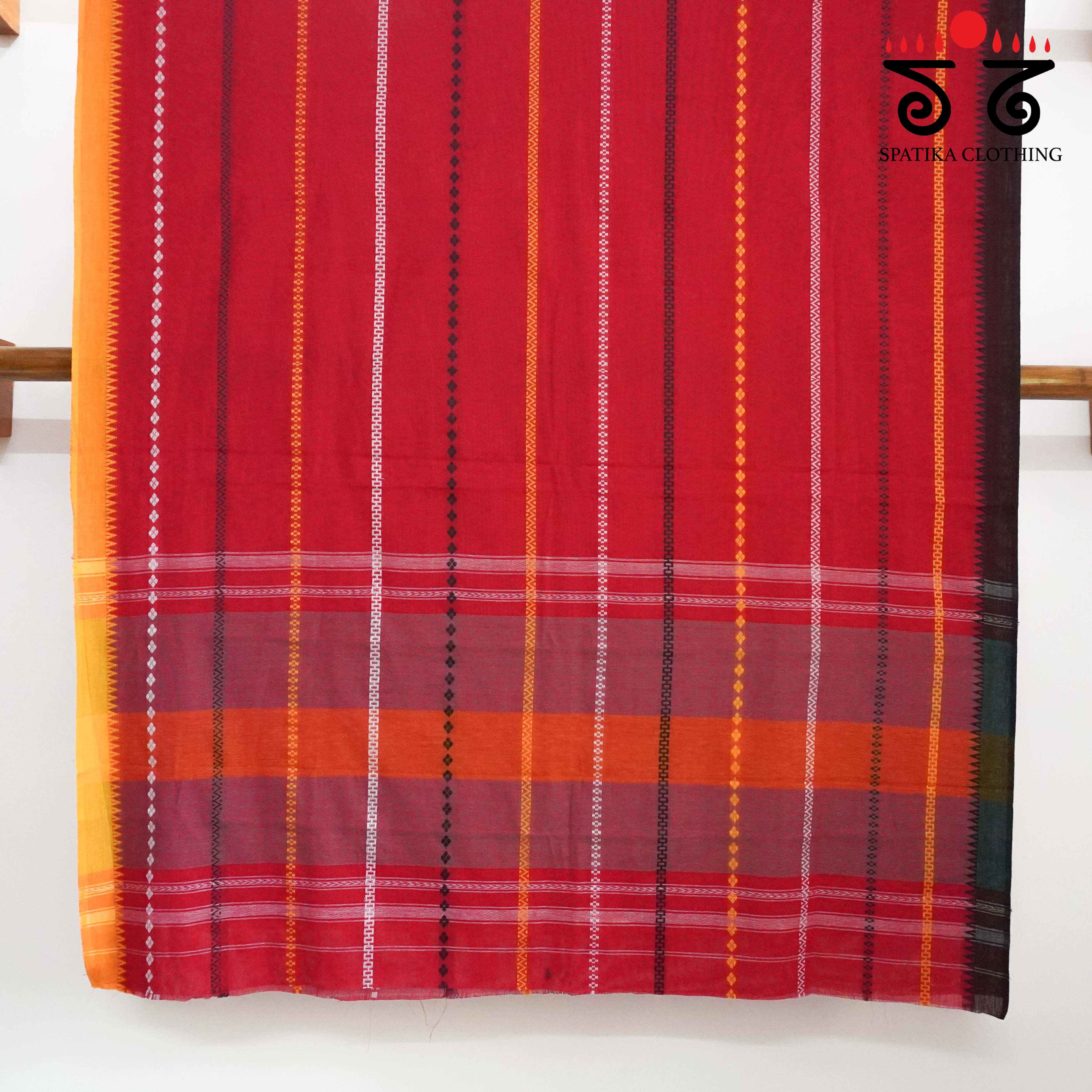 Begampur - Red Handwoven Cotton Saree