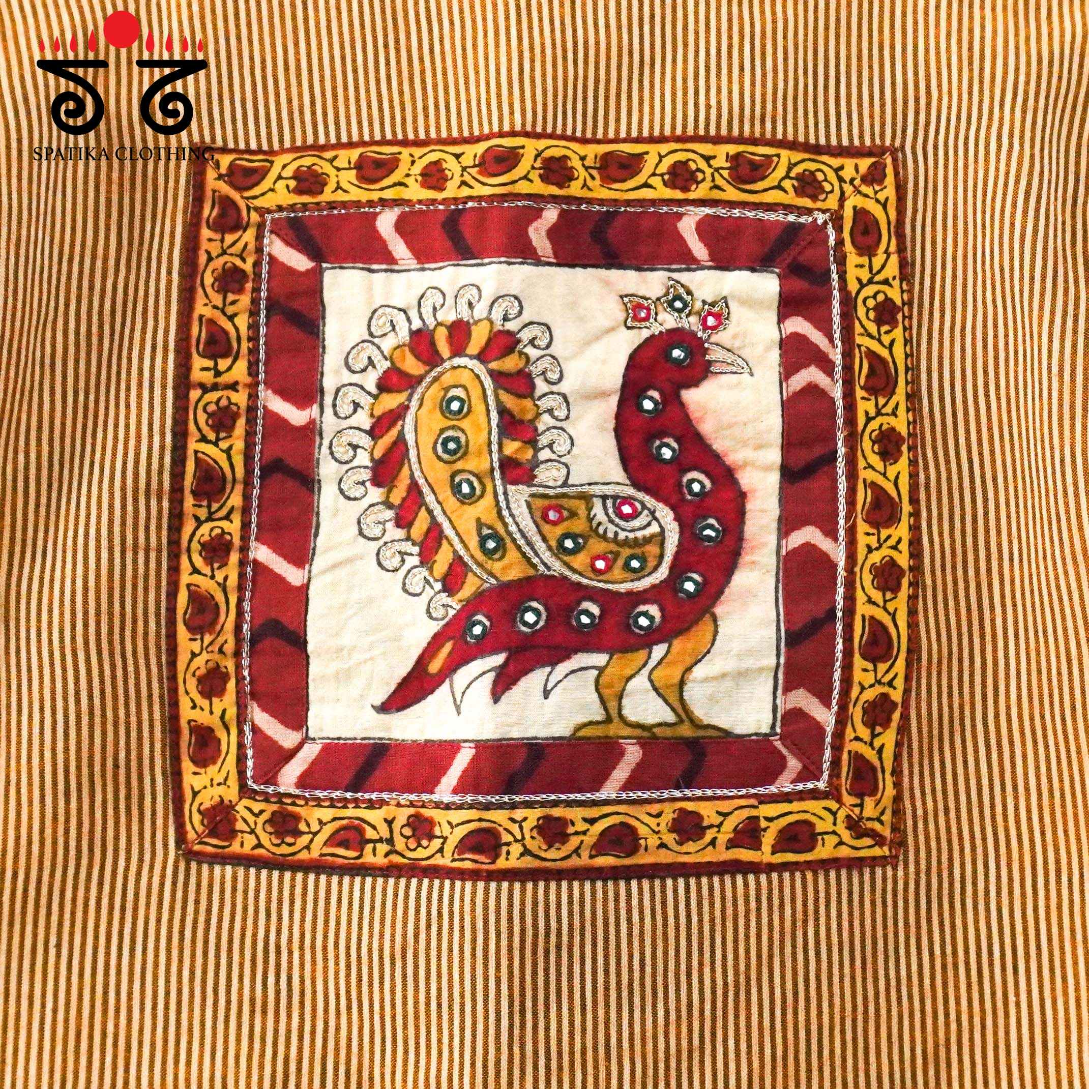 Ajrak Pen Kalamkari - Red & Yellow Handcrafted Blouse