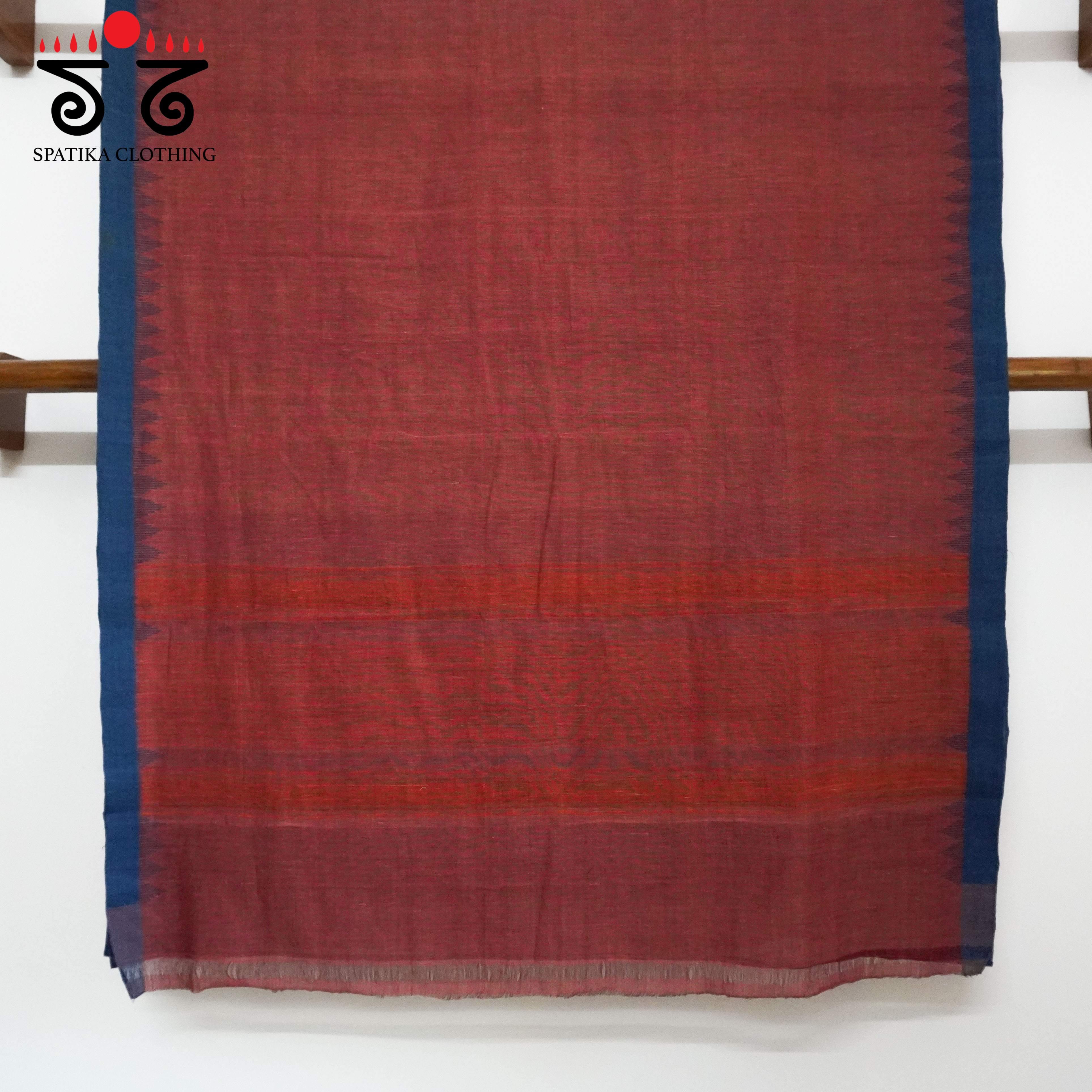 Red Ponduru Handspun Cotton Saree - With Special Blouse