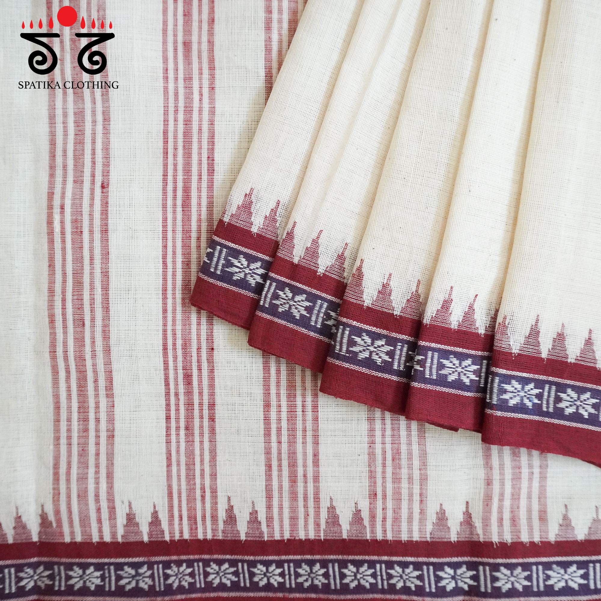 White Ponduru Handspun Cotton Saree