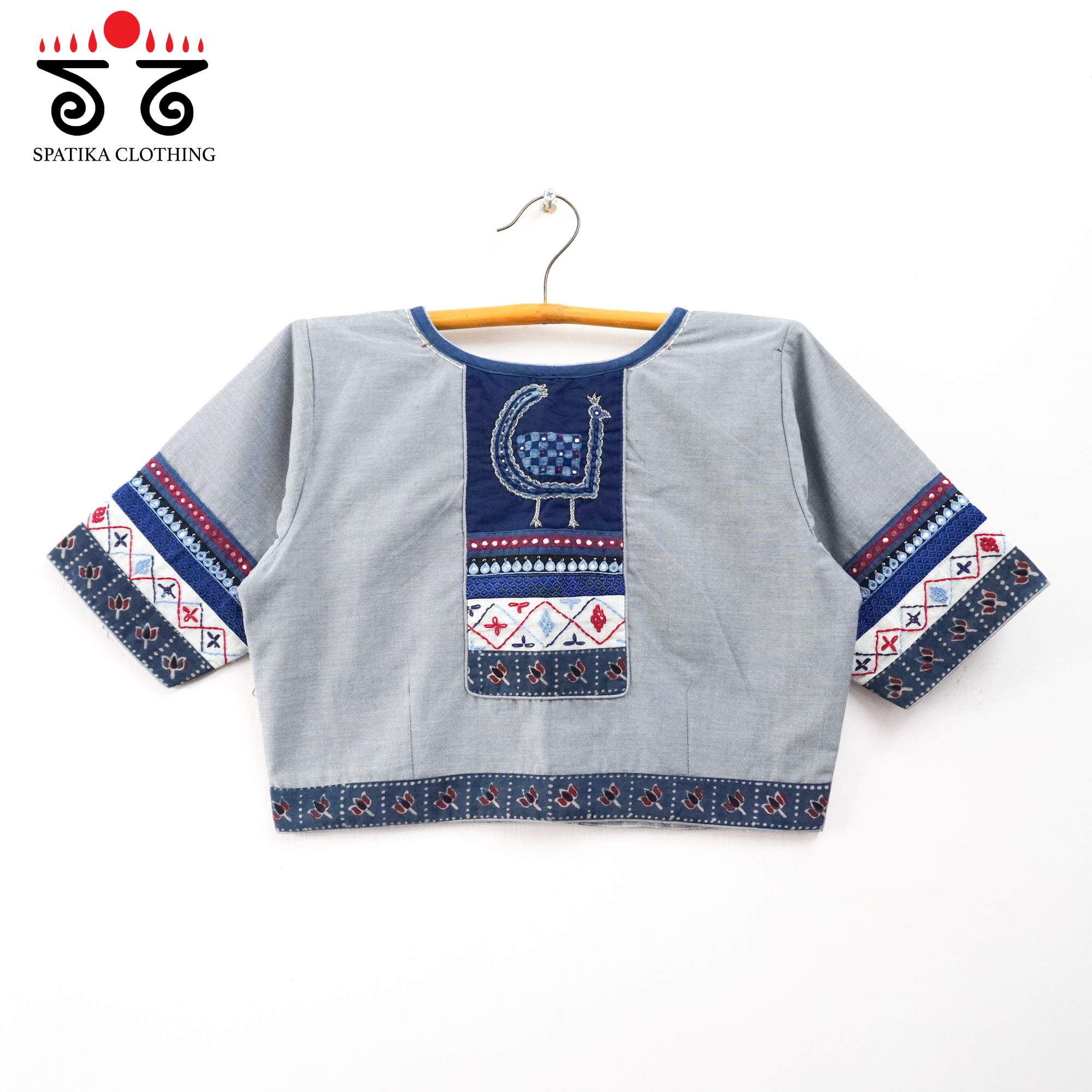 The Morni Blue Patchwork Blouse